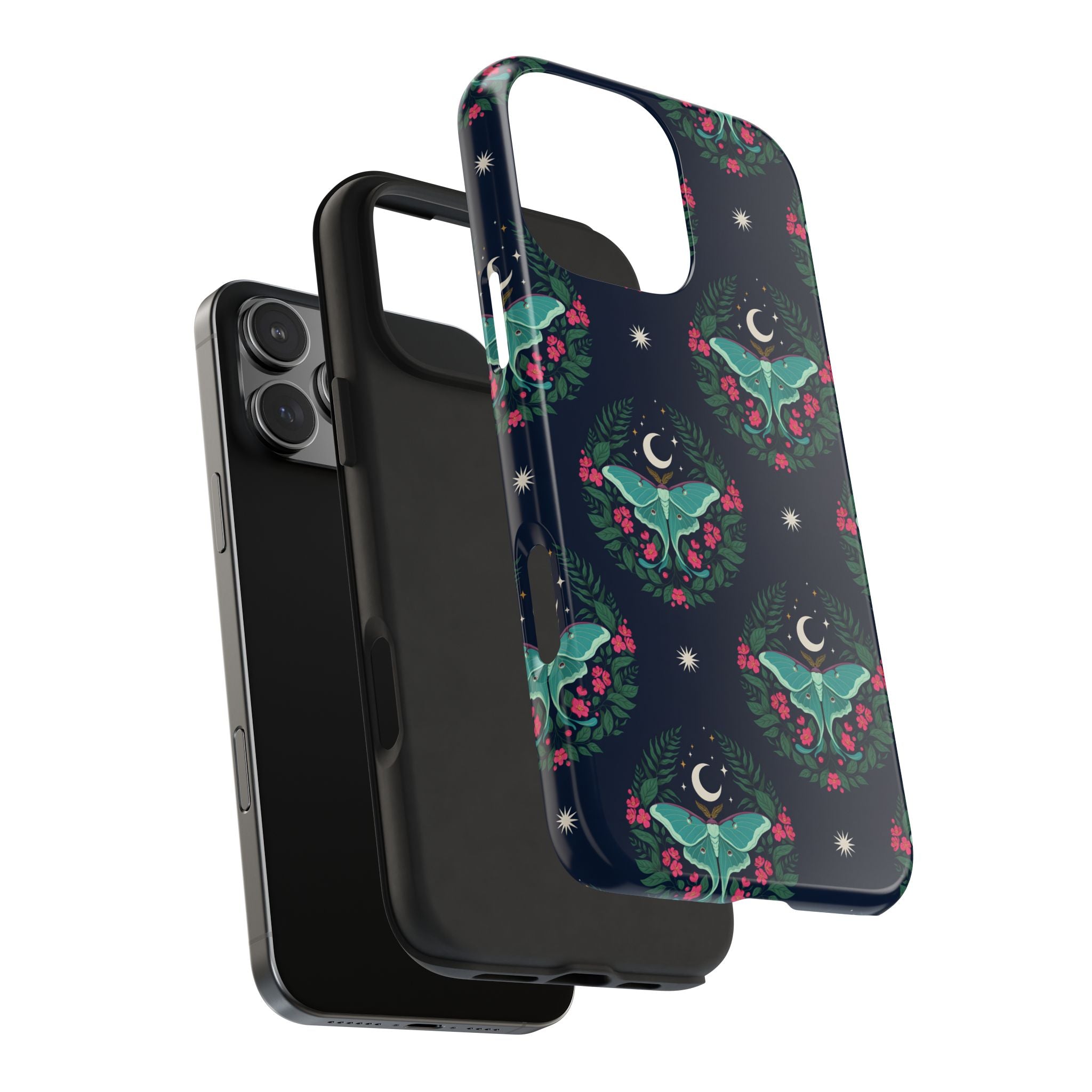 Moon Moth Tough Phone Case — Botanical Nightscape Protective Cover