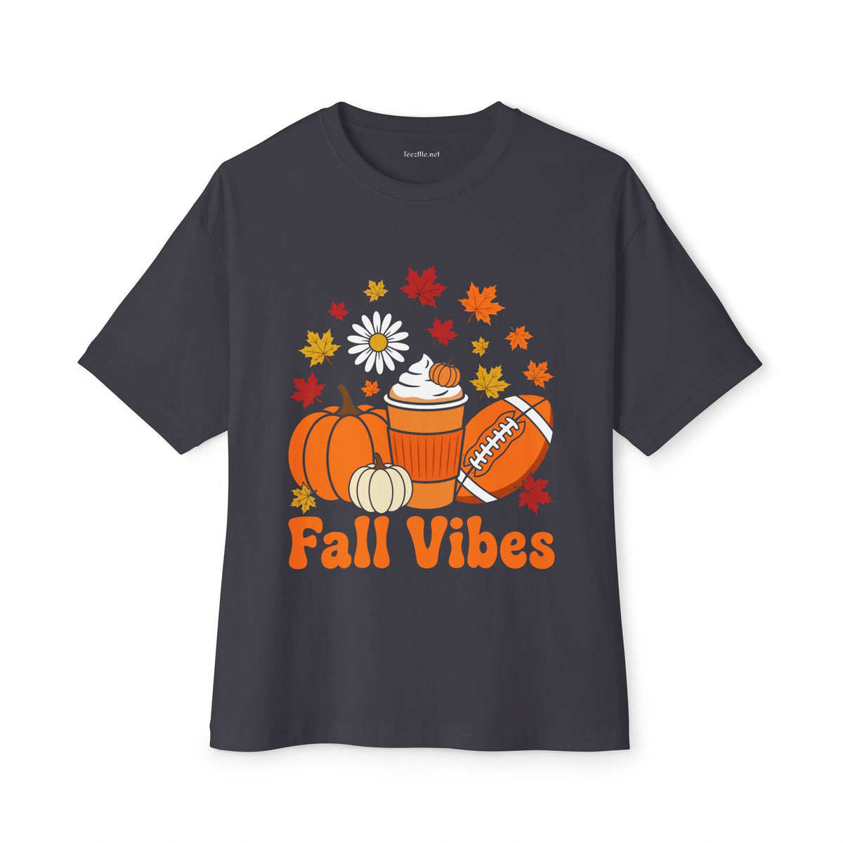 Fall Vibes Tee — Pumpkin Coffee & Football Autumn T-Shirt