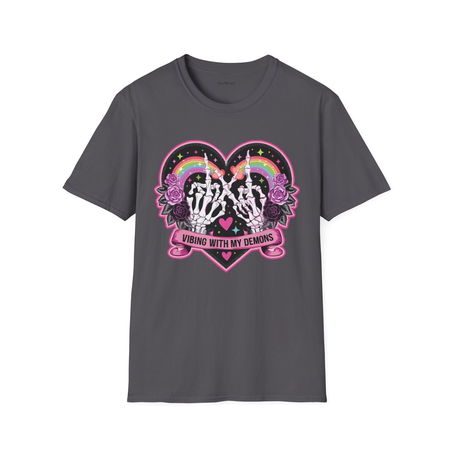 Vibing with My Demons Unisex Softstyle T-Shirt 100% Cotton Graphic