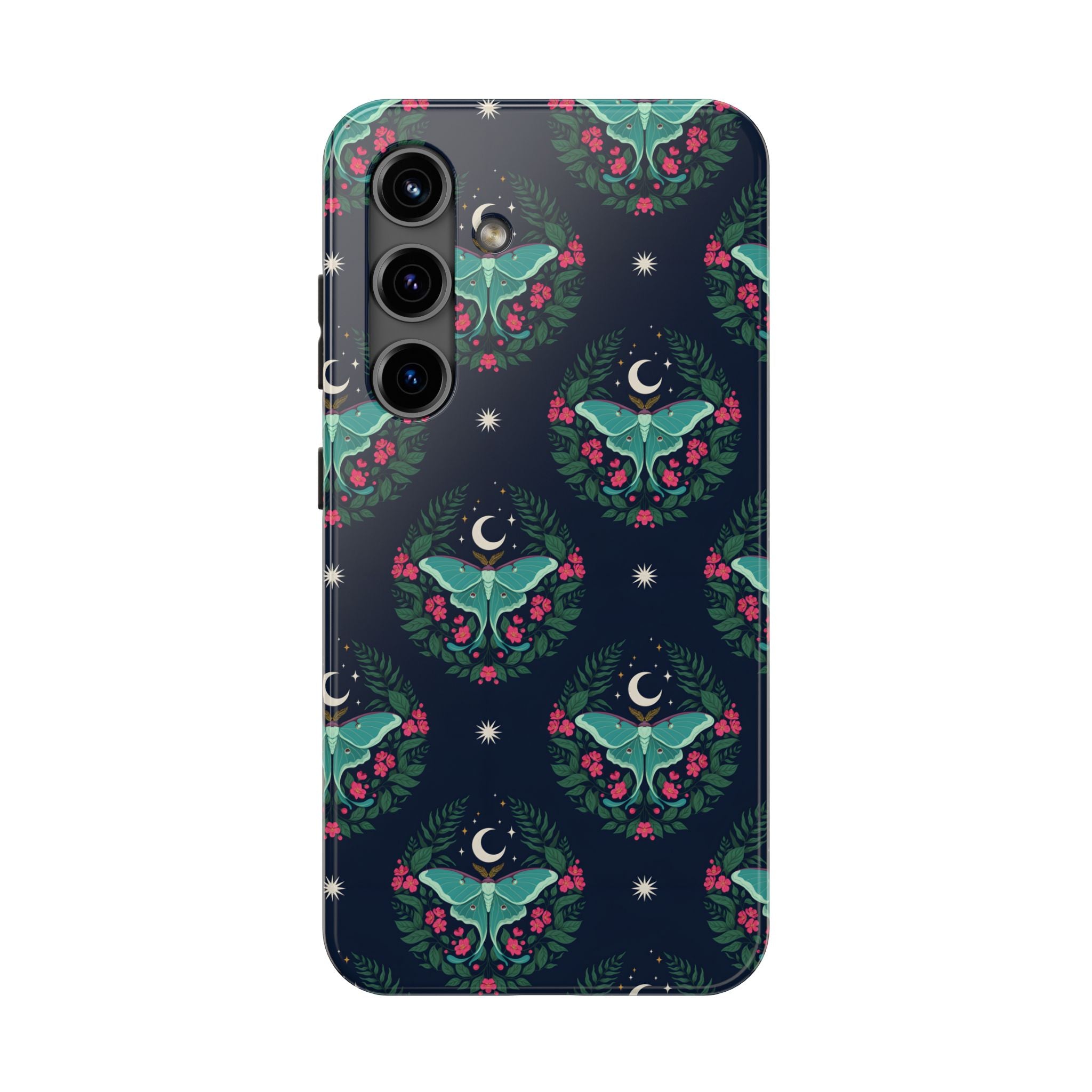 Moon Moth Tough Phone Case — Botanical Nightscape Protective Cover