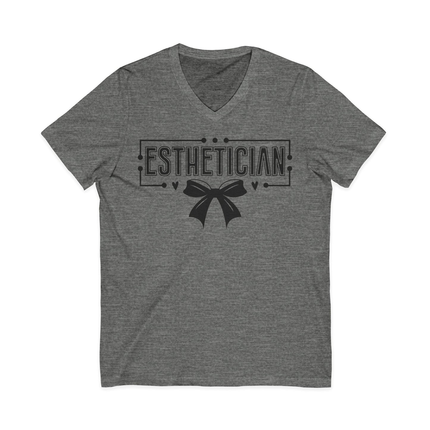 Esthetician with bow Unisex Jersey Short Sleeve V-Neck Tee