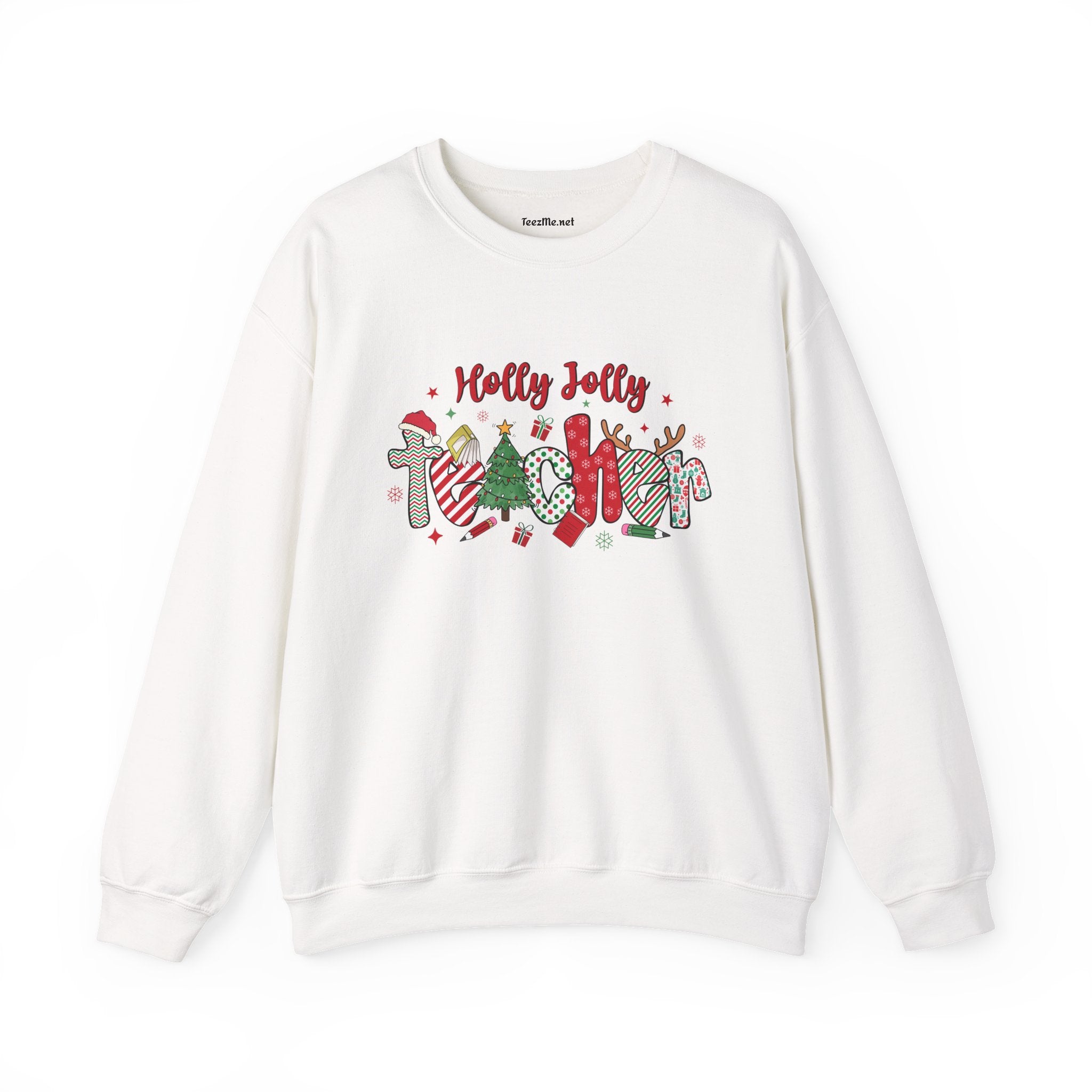 Holly Jolly Teacher Unisex Heavy Blend™ Crewneck Sweatshirt Inspirational Christmas