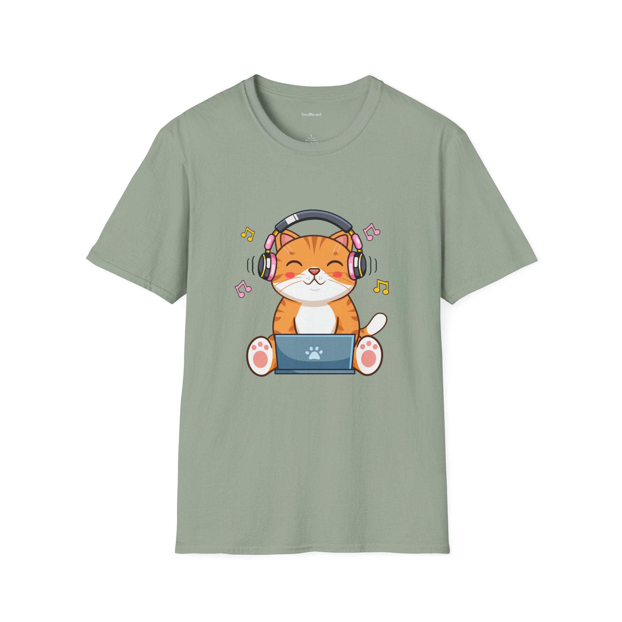 Cat with Headphones T-Shirt — Cute Music Kitty Tee