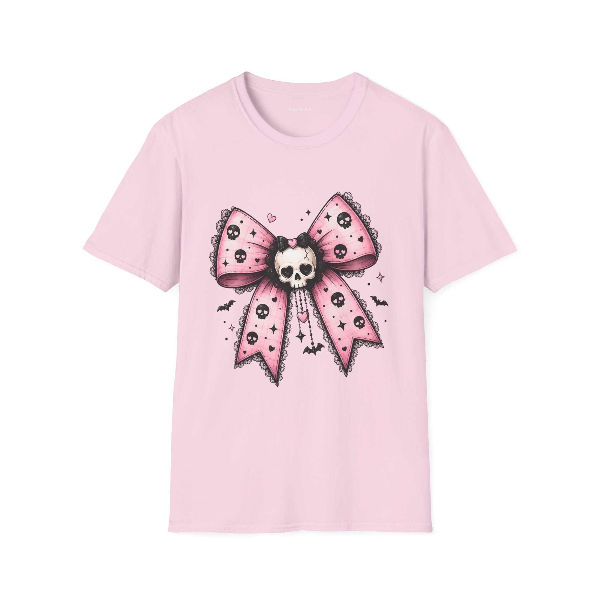 Skull Bow T-Shirt — Gothic Pink Ribbon Tee