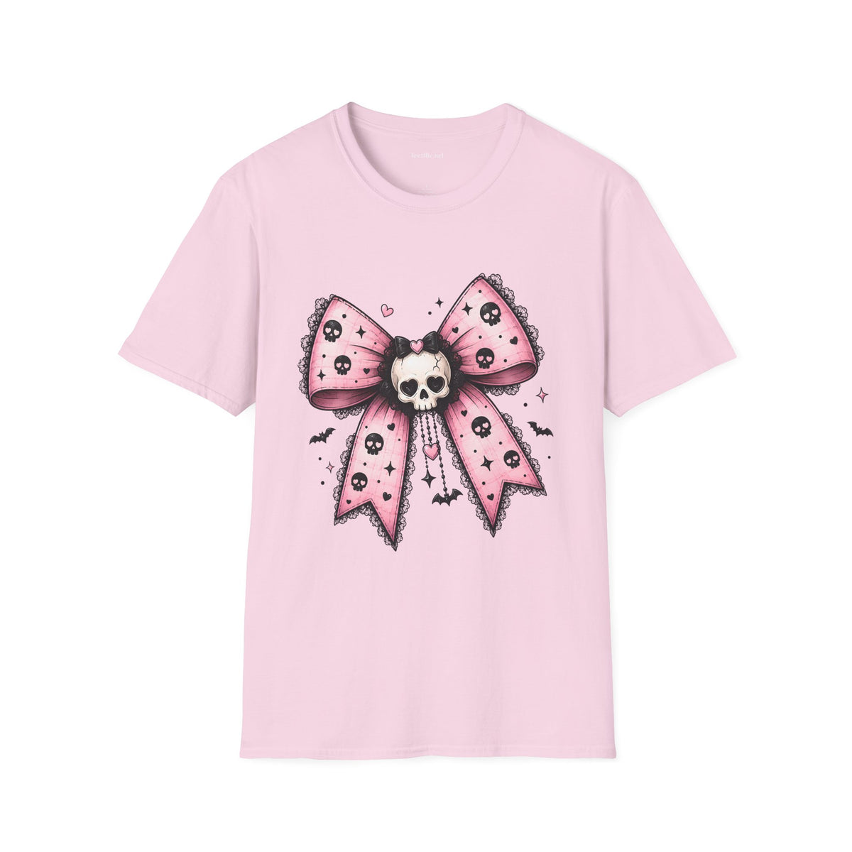 Skull Bow T-Shirt — Gothic Pink Ribbon Tee
