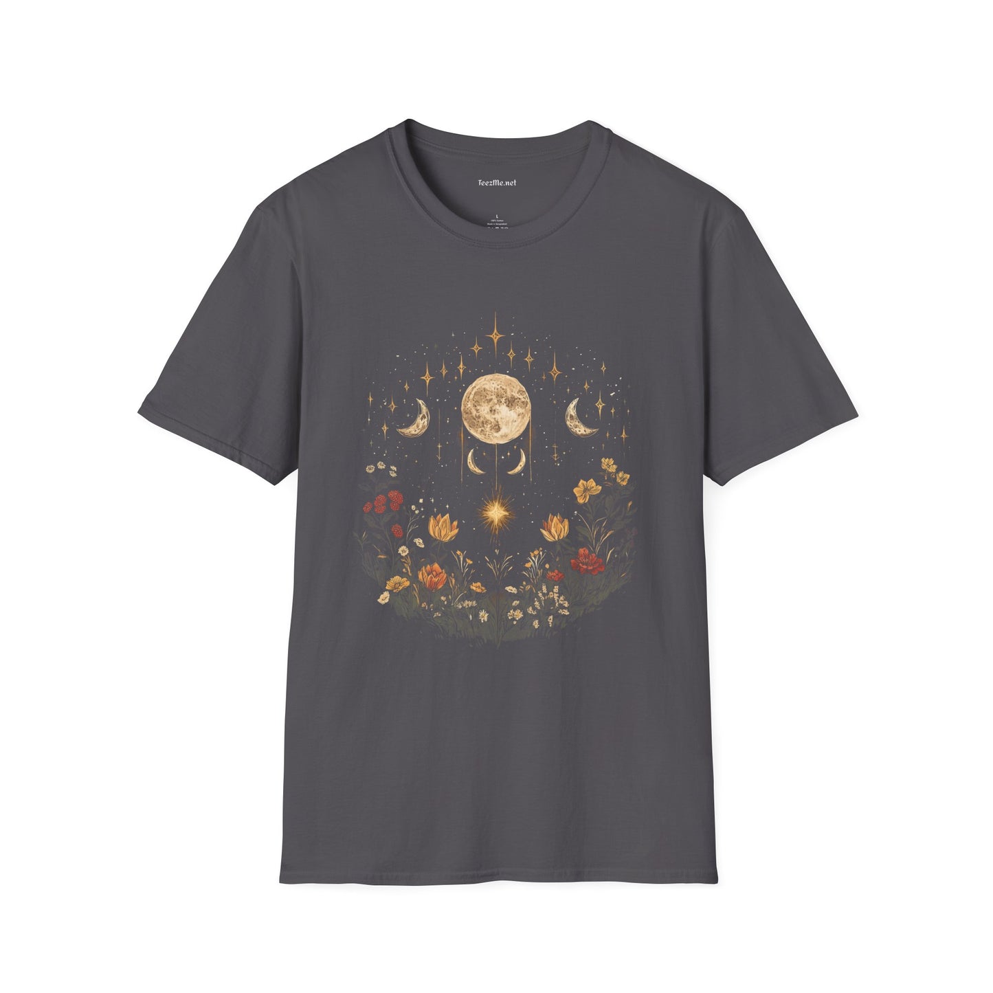 BOHO Moon Floral1 Unisex Softstyle T-Shirt 100% Cotton Graphic