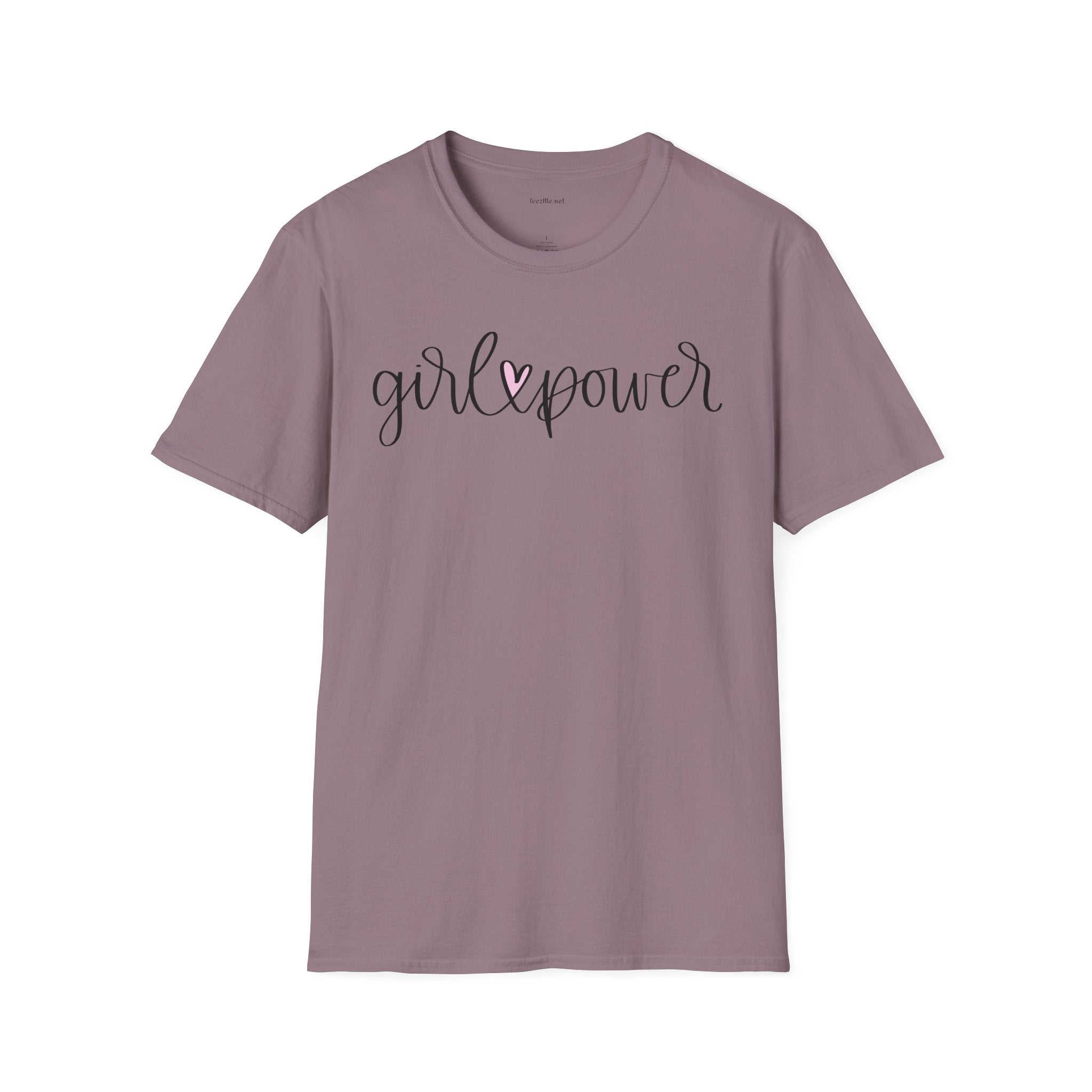 Girl Power T-Shirt — Script Heart Feminist Tee for Women