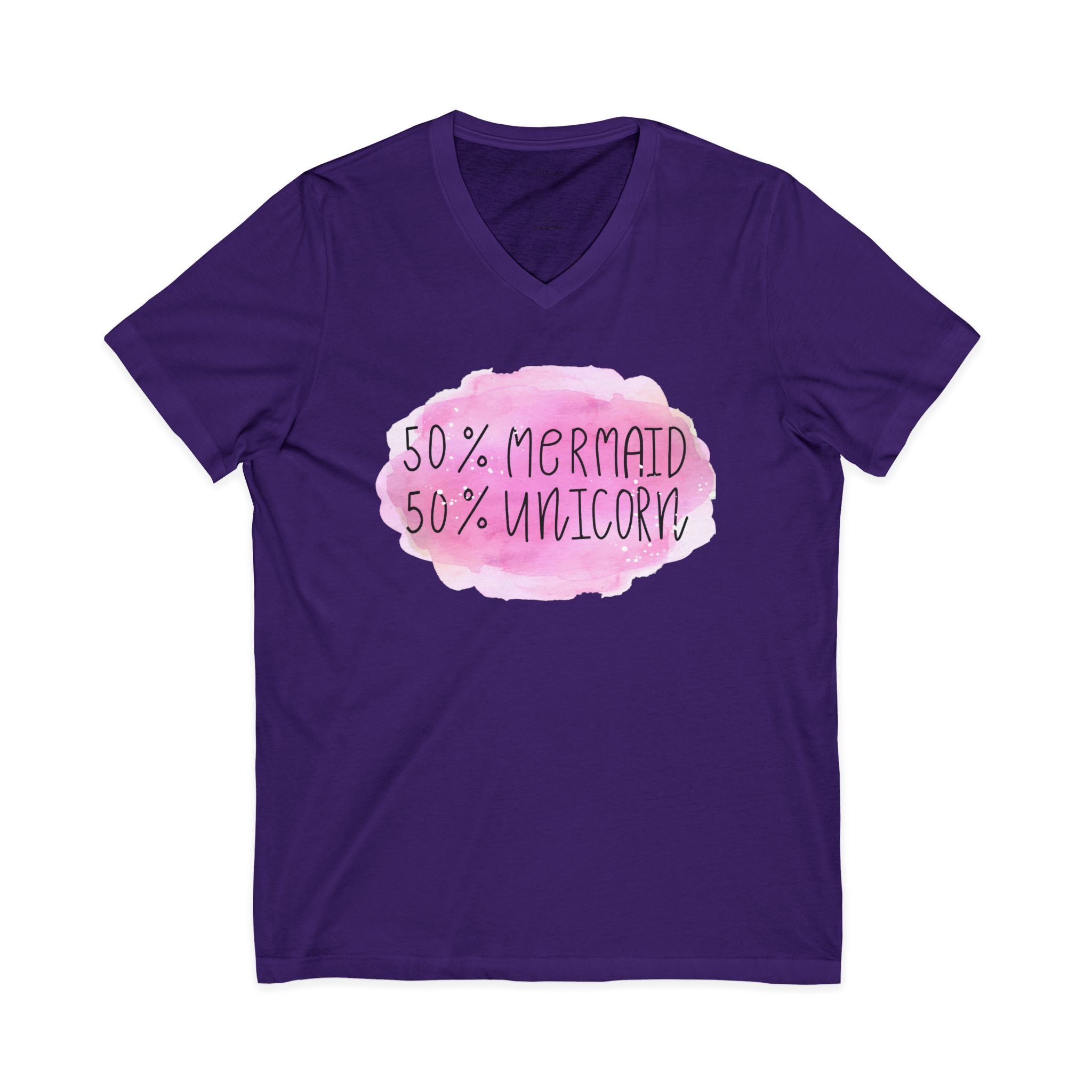 50% Mermaid 50% Unicorn - Unisex Jersey Short Sleeve V-Neck Tee