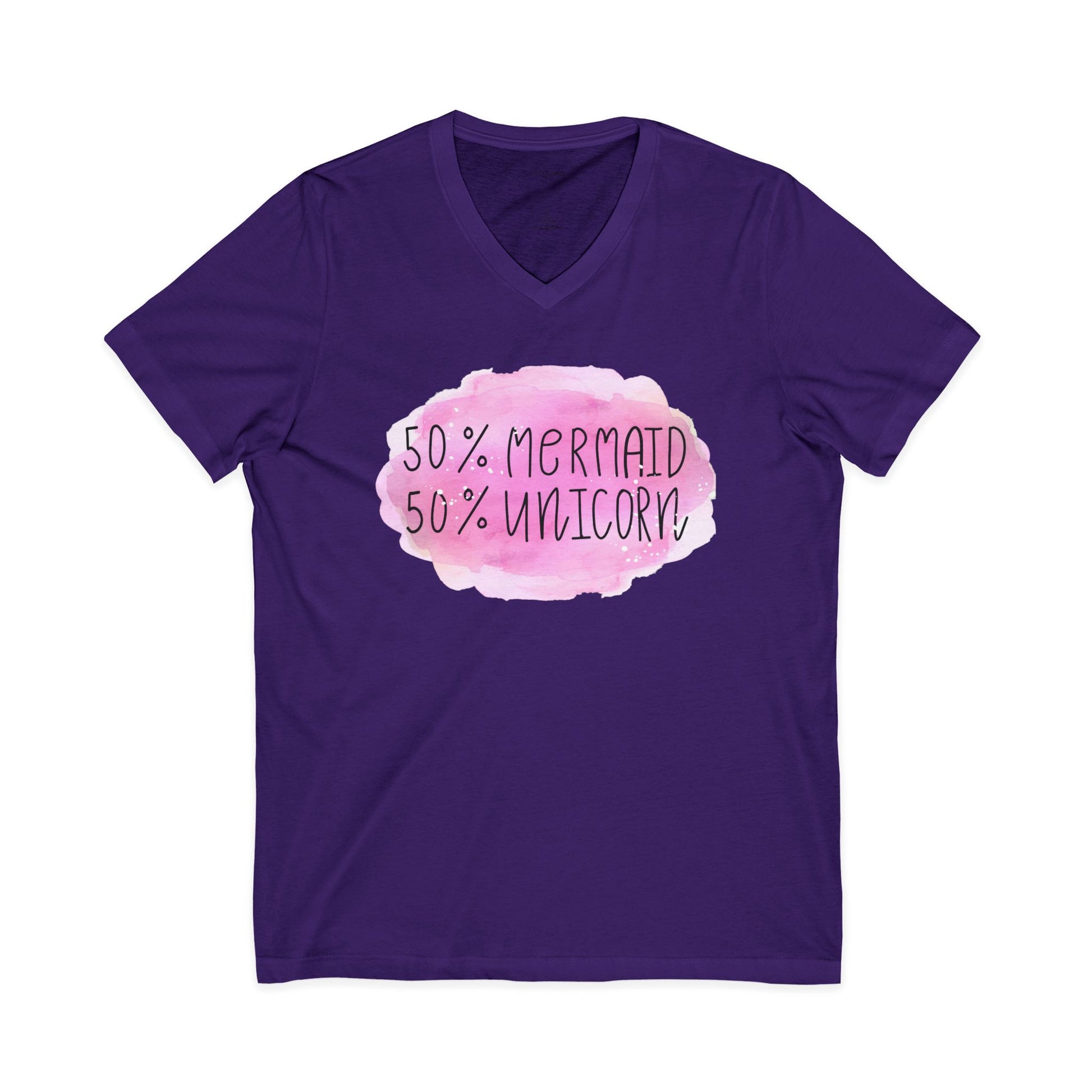 50% Mermaid 50% Unicorn - Unisex Jersey Short Sleeve V-Neck Tee