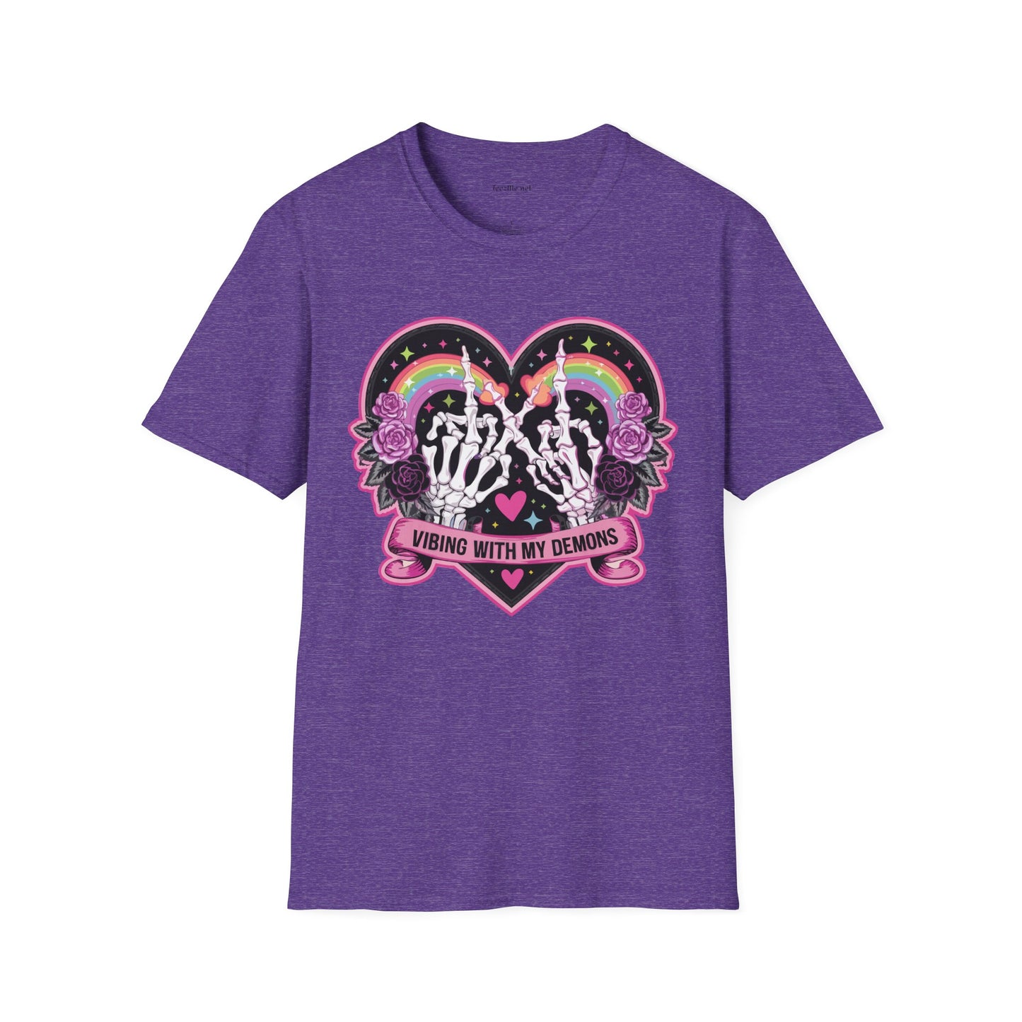 Vibing with My Demons Unisex Softstyle T-Shirt 100% Cotton Graphic
