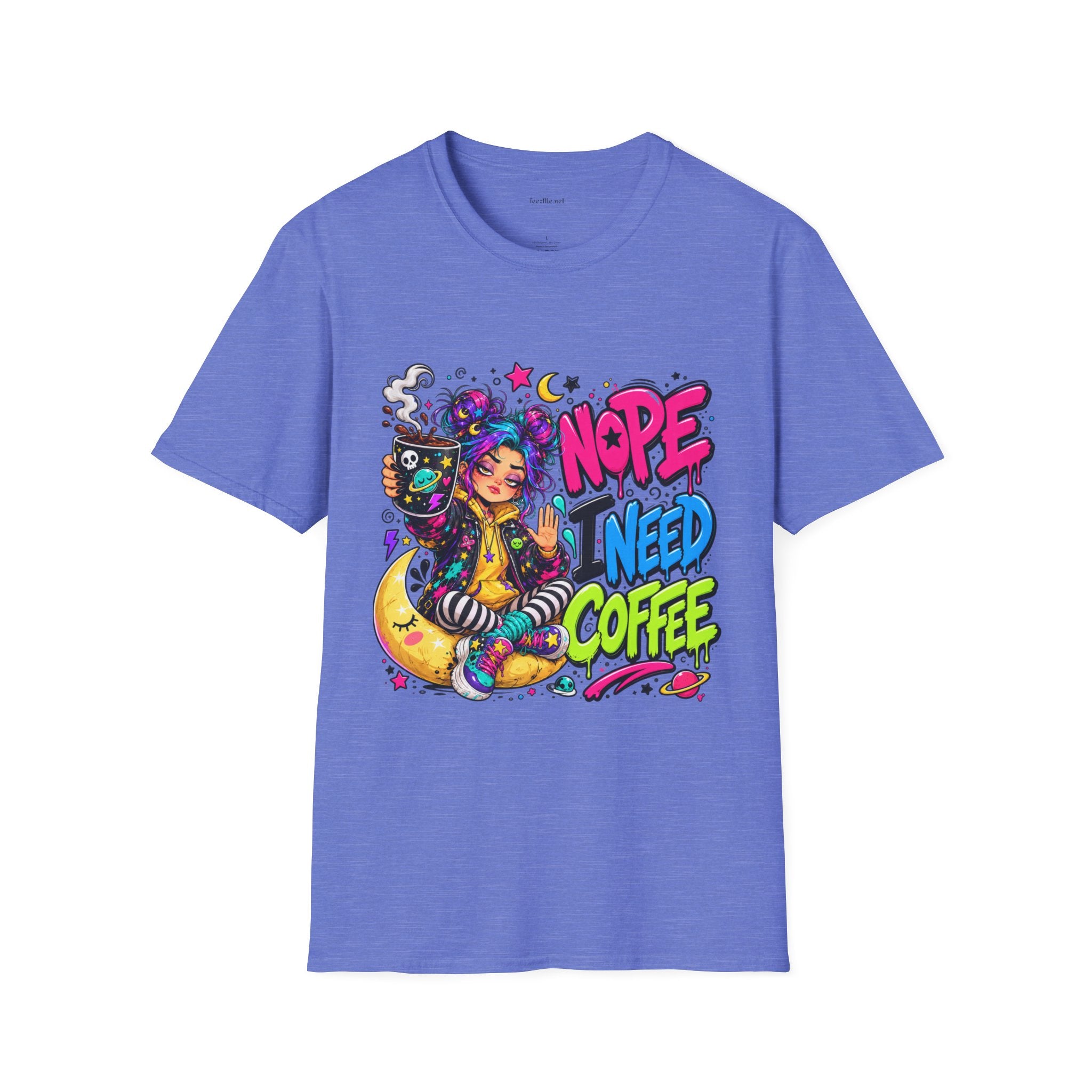 Nope I Need Coffee T‑Shirt — Colorful Coffee Lover Graphic Tee