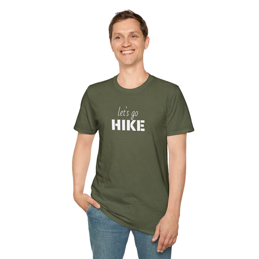 let's go HIKE - Unisex Softstyle T-Shirt 100% Cotton Graphic