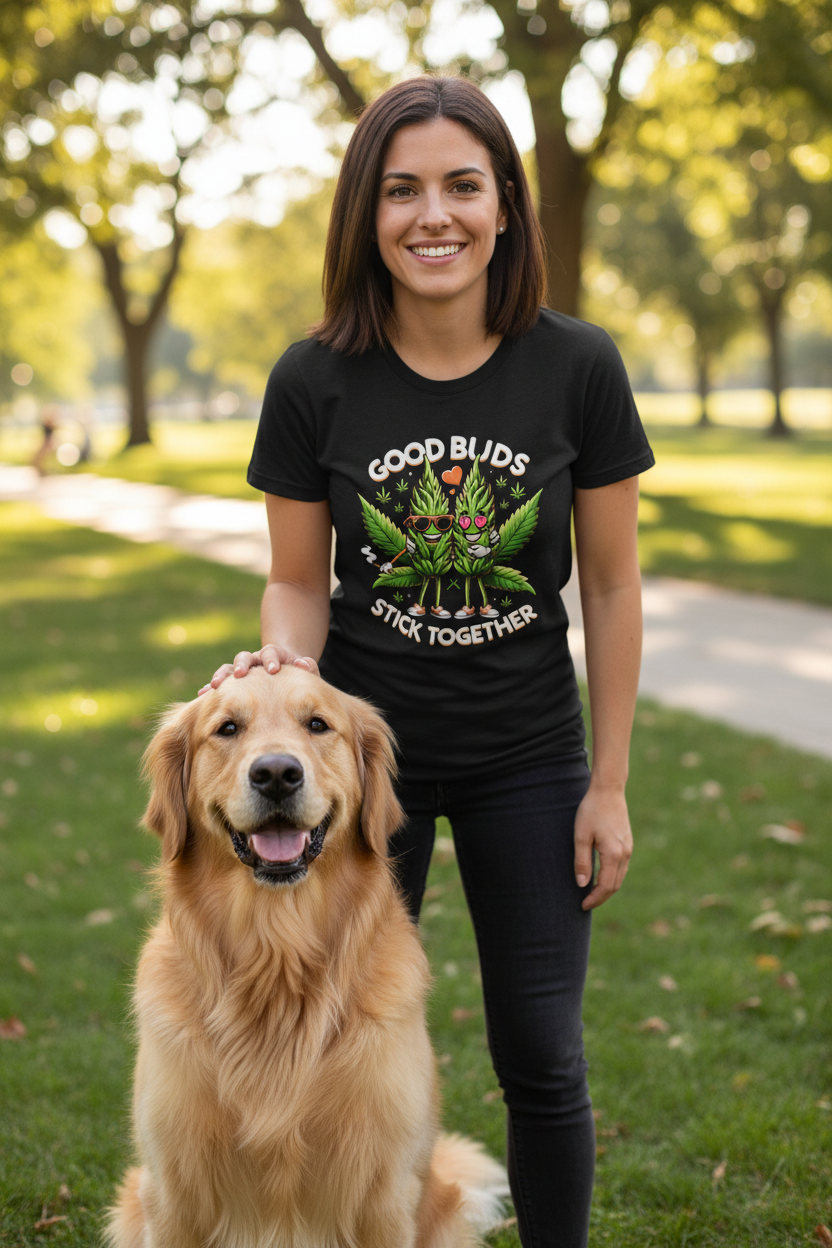 Good Buds Stick Together #420 Unisex Softstyle T-Shirt 100% Cotton Graphic
