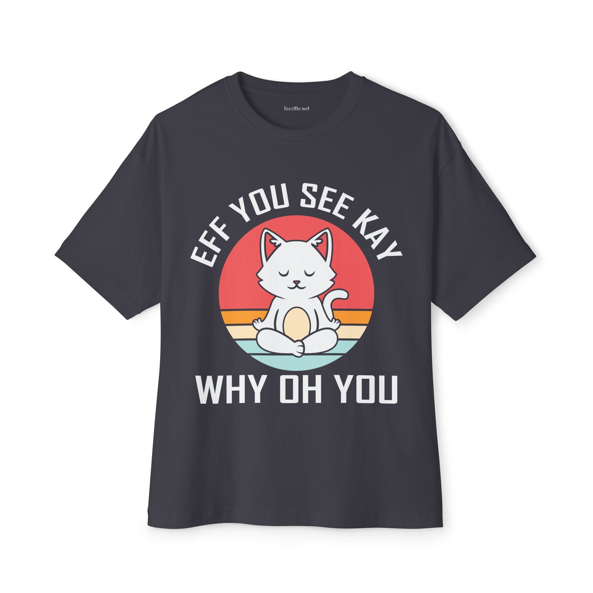 Graphic Tee - "Eff You See Kay Why Oh You" Cute Yoga Cat Vintage Sunset T-Shirt