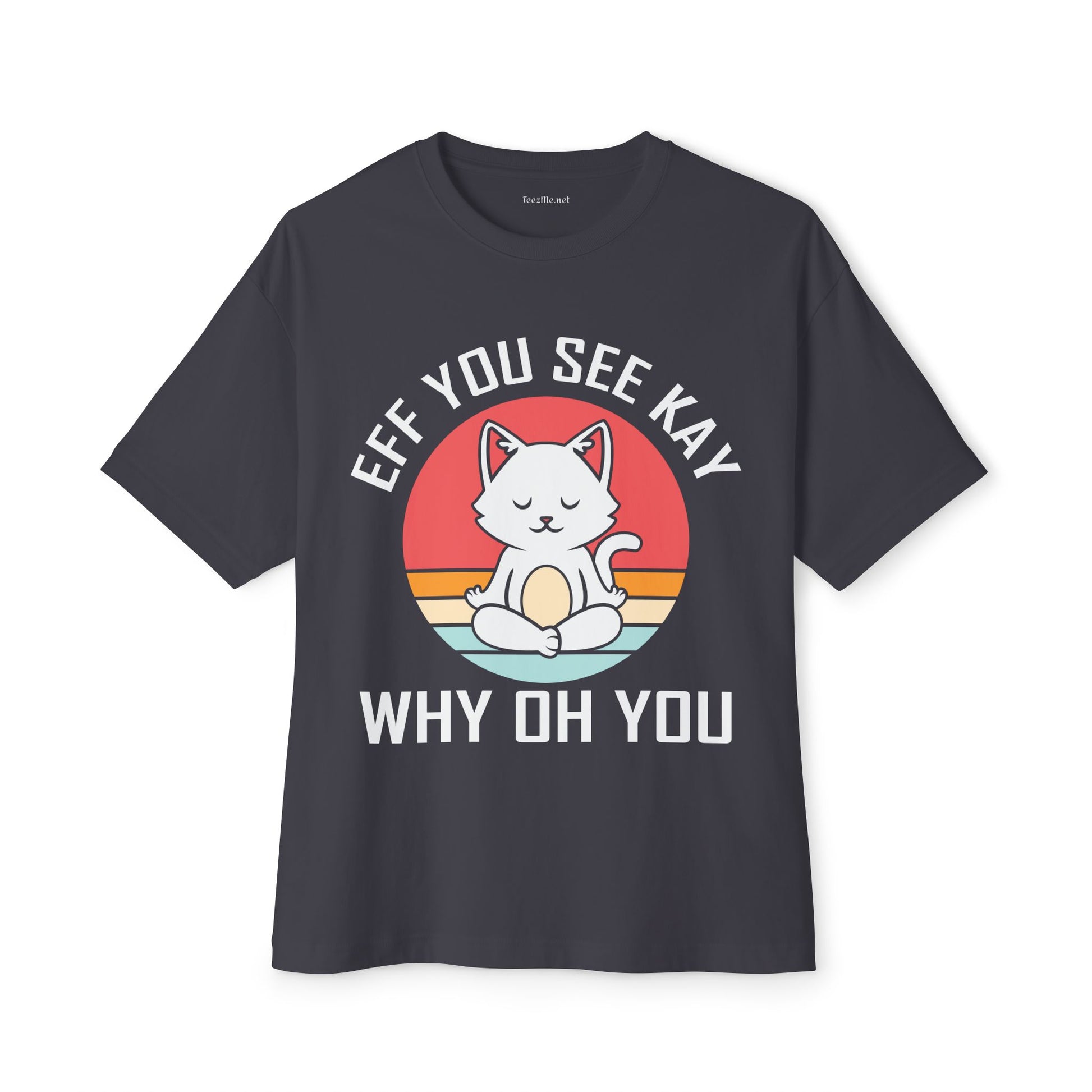Graphic Tee - "Eff You See Kay Why Oh You" Cute Yoga Cat Vintage Sunset T-Shirt