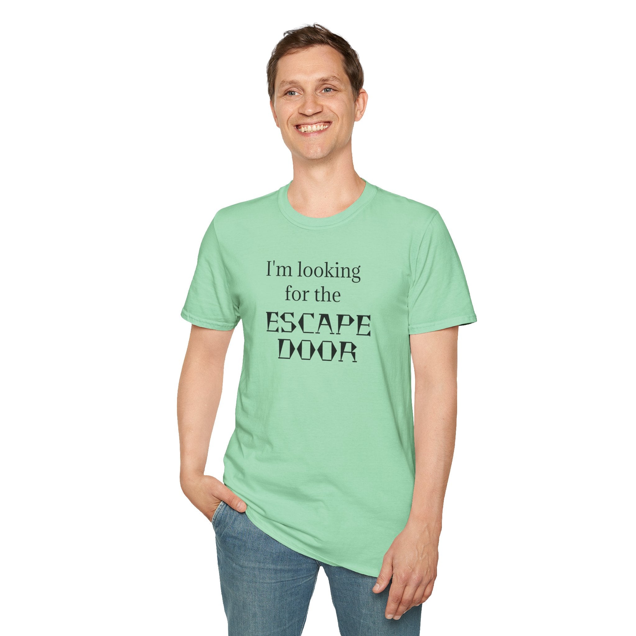 I'm looking for the ESCAPE DOOR - Unisex Softstyle T-Shirt 100% Cotton Graphic