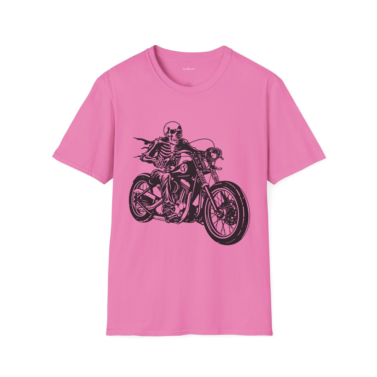 Skeleton Riding a Motorcycle Unisex Softstyle T-Shirt 100% Cotton Graphic