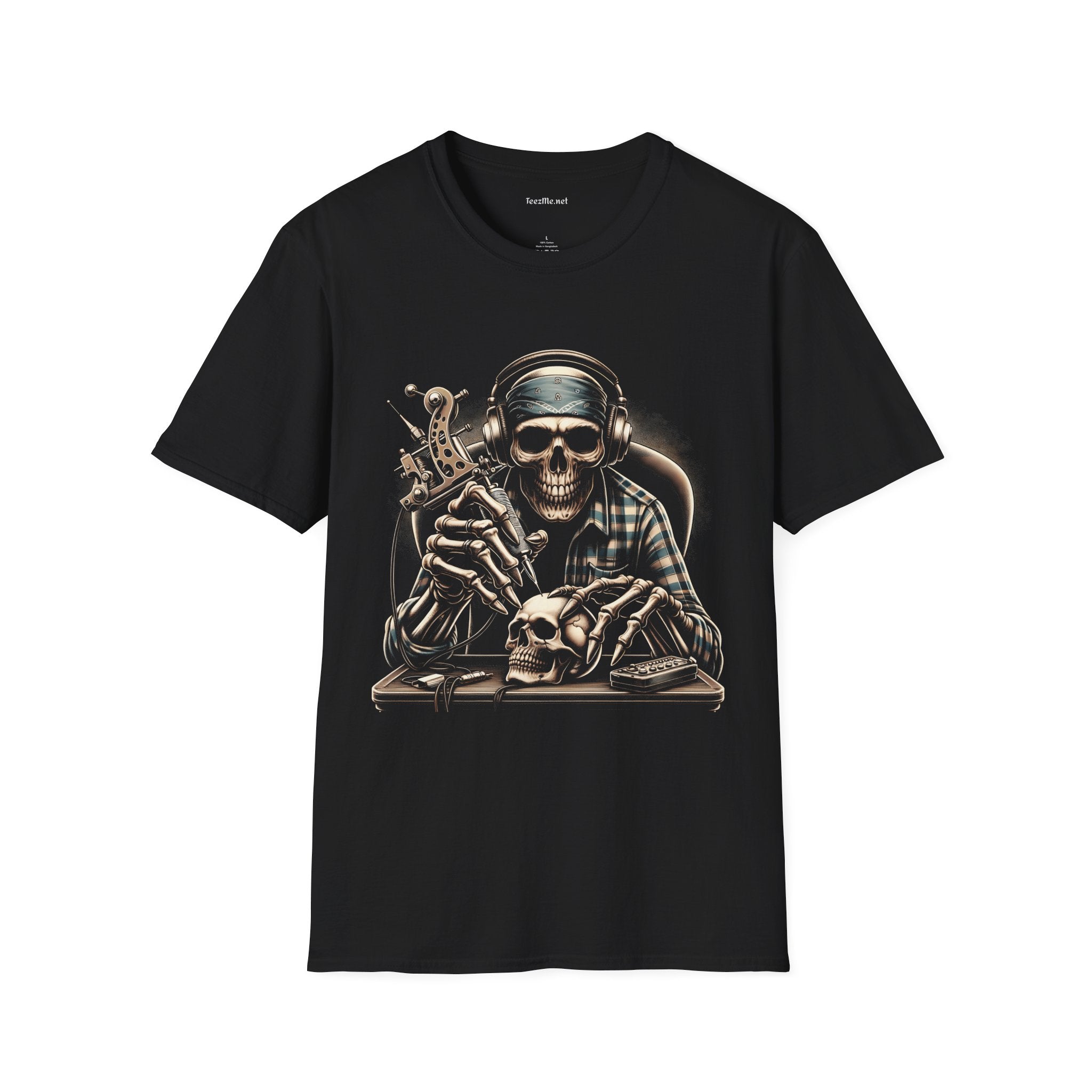 Skull Tattoo Artist 01 Unisex Soft Style T-Shirt 100% Cotton Graphic