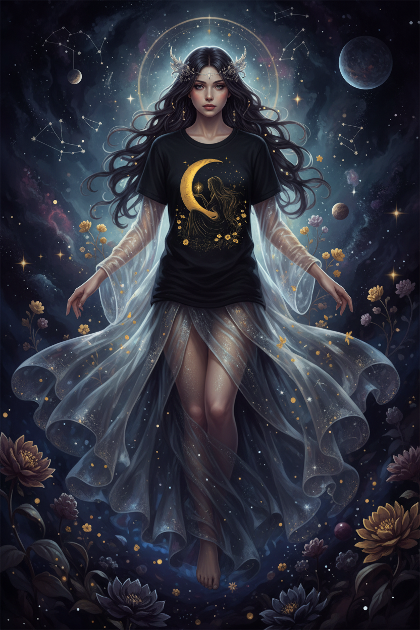 Moon Goddess - Unisex Softstyle T-Shirt 100% Cotton Graphic