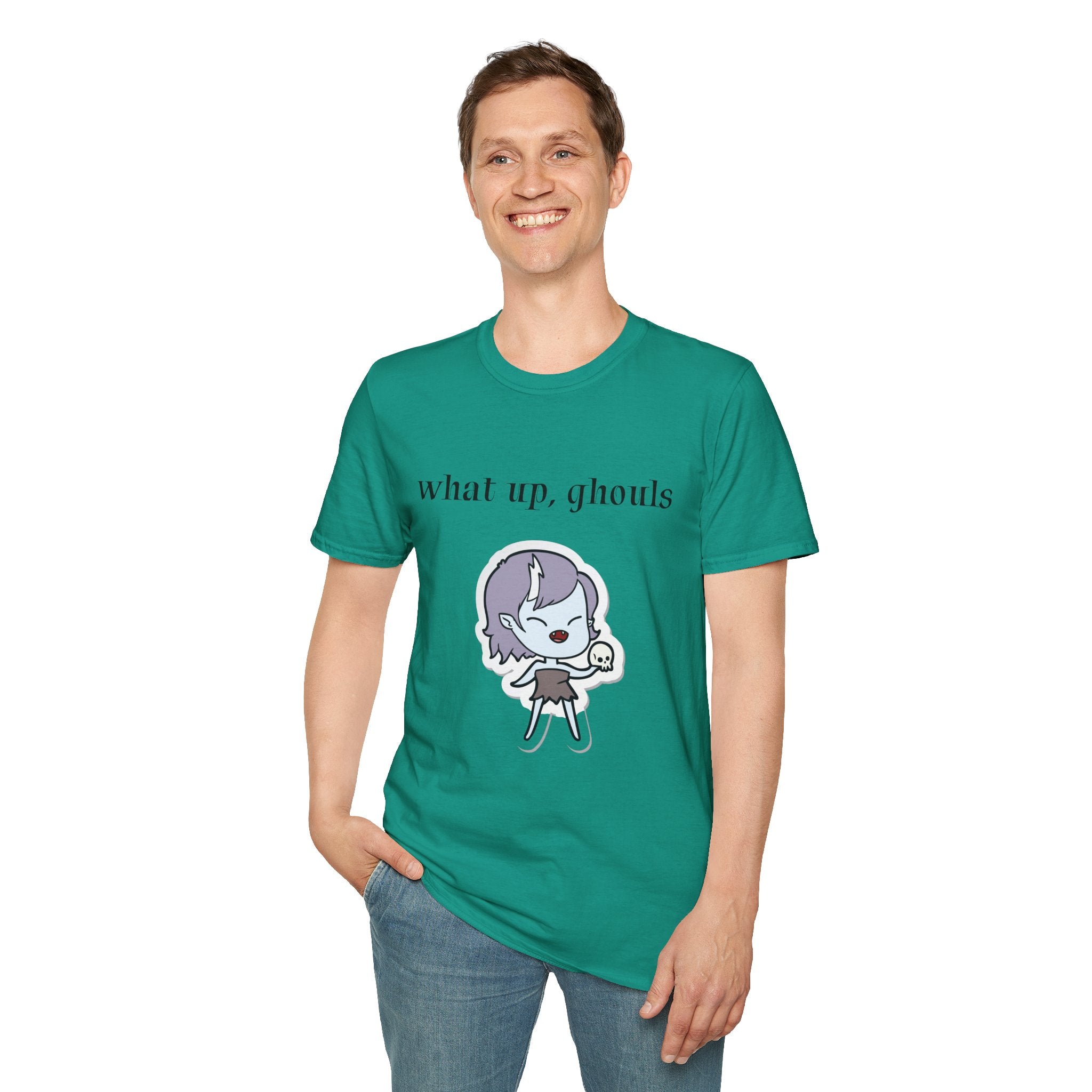 What up, ghouls - Unisex Softstyle T-Shirt 100% Cotton Graphic