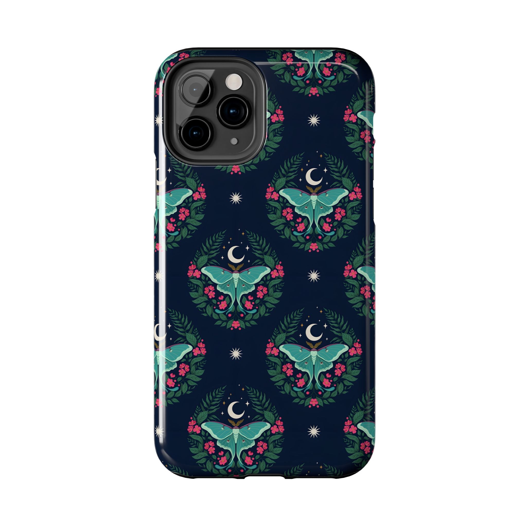 Moon Moth Tough Phone Case — Botanical Nightscape Protective Cover