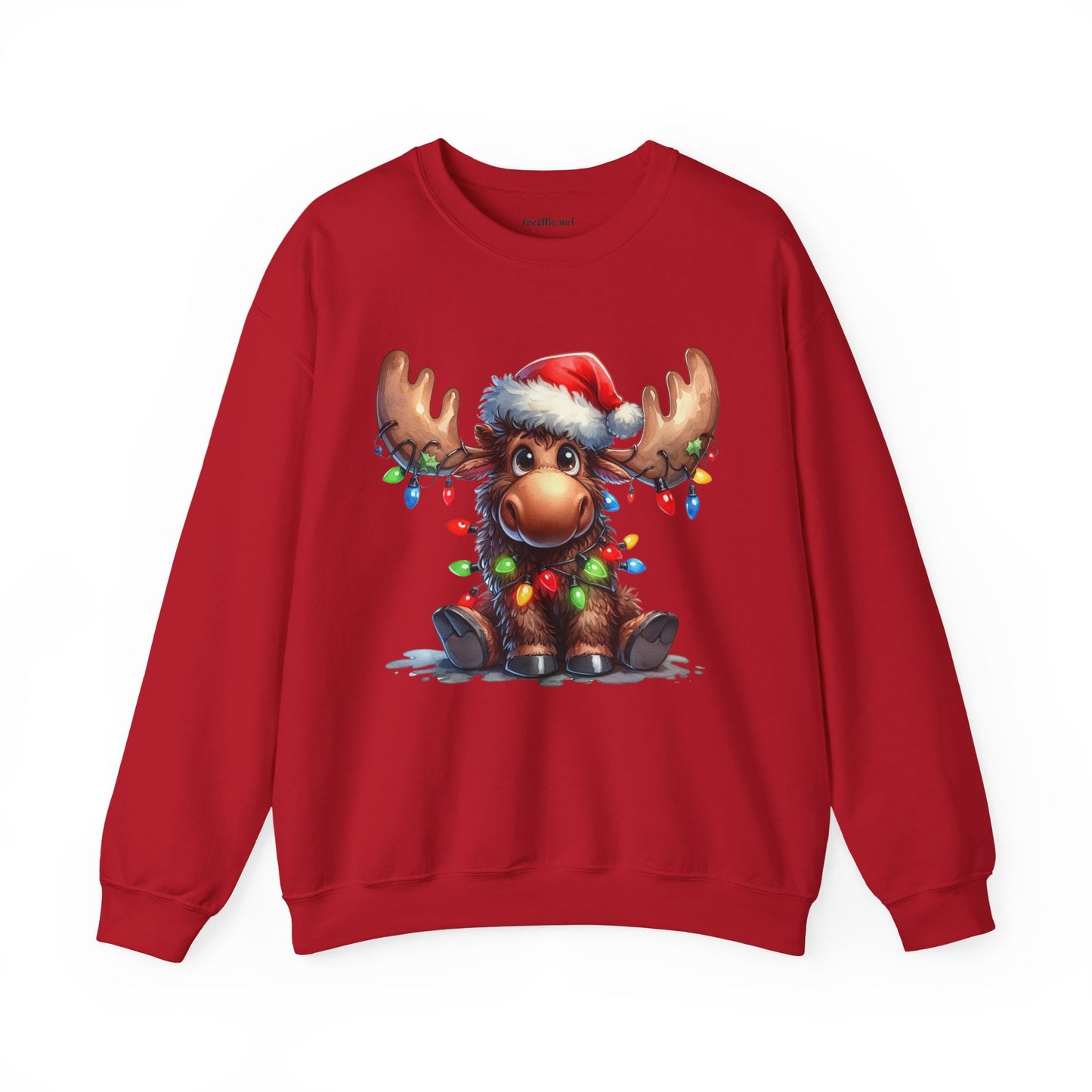 Adorable Christmas Moose Unisex Heavy Blend™ Crewneck Sweatshirt Graphic Seasonal