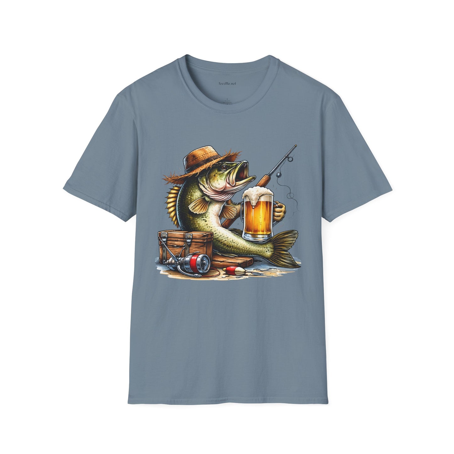 Bass Drinking Beer Unisex Soft Style T-Shirt 100% Cotton Graphic