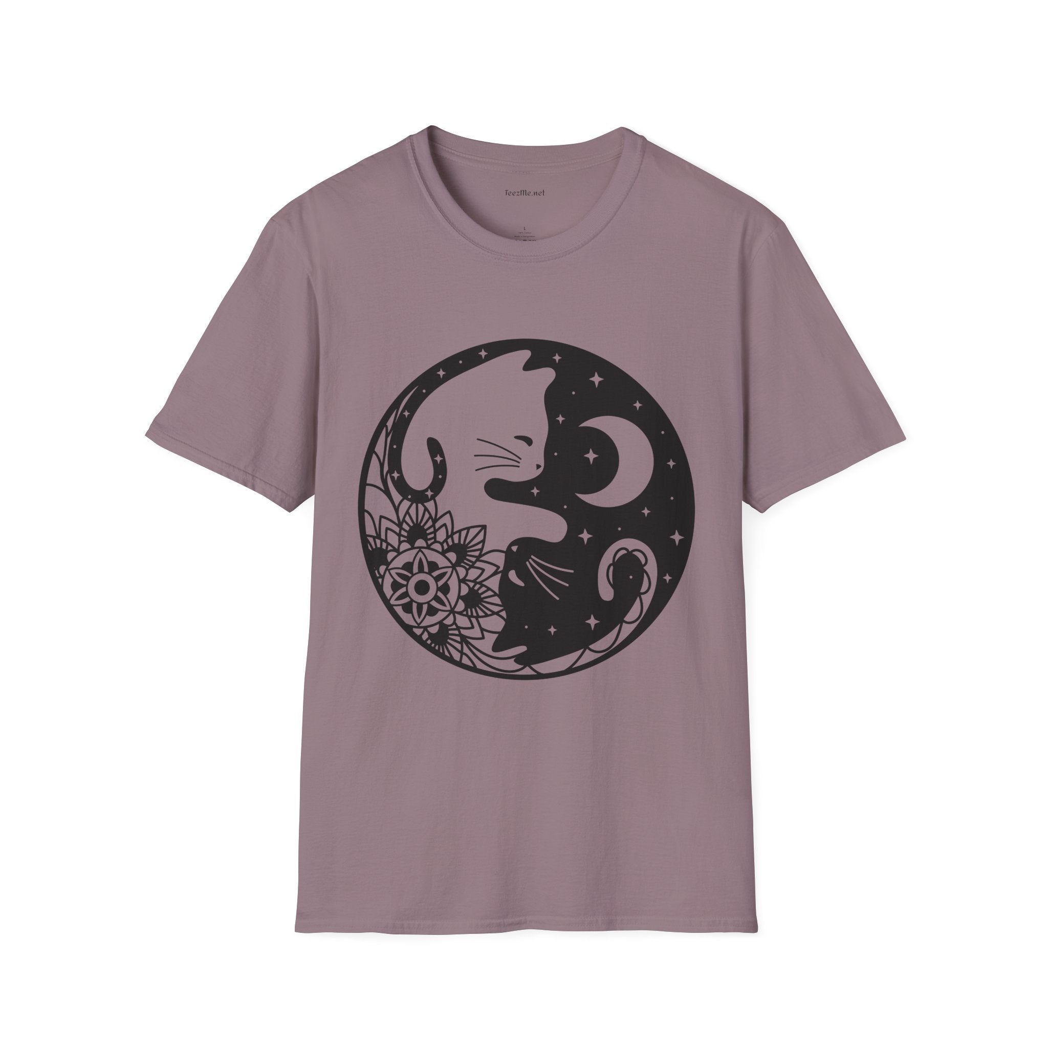 Yin Yang Cat1 Unisex Soft T-Shirt 100% Cotton Graphic