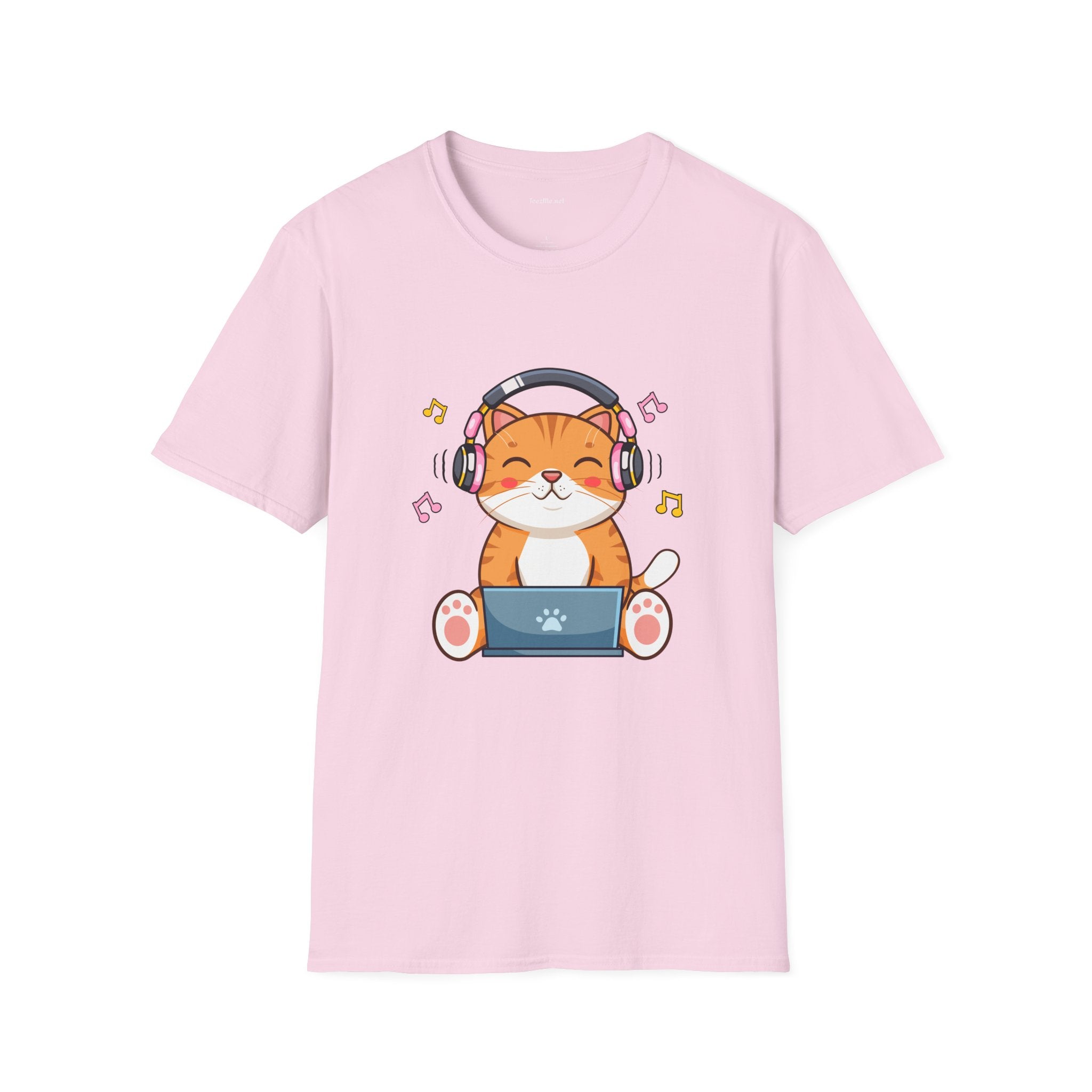 Cat with Headphones T-Shirt — Cute Music Kitty Tee