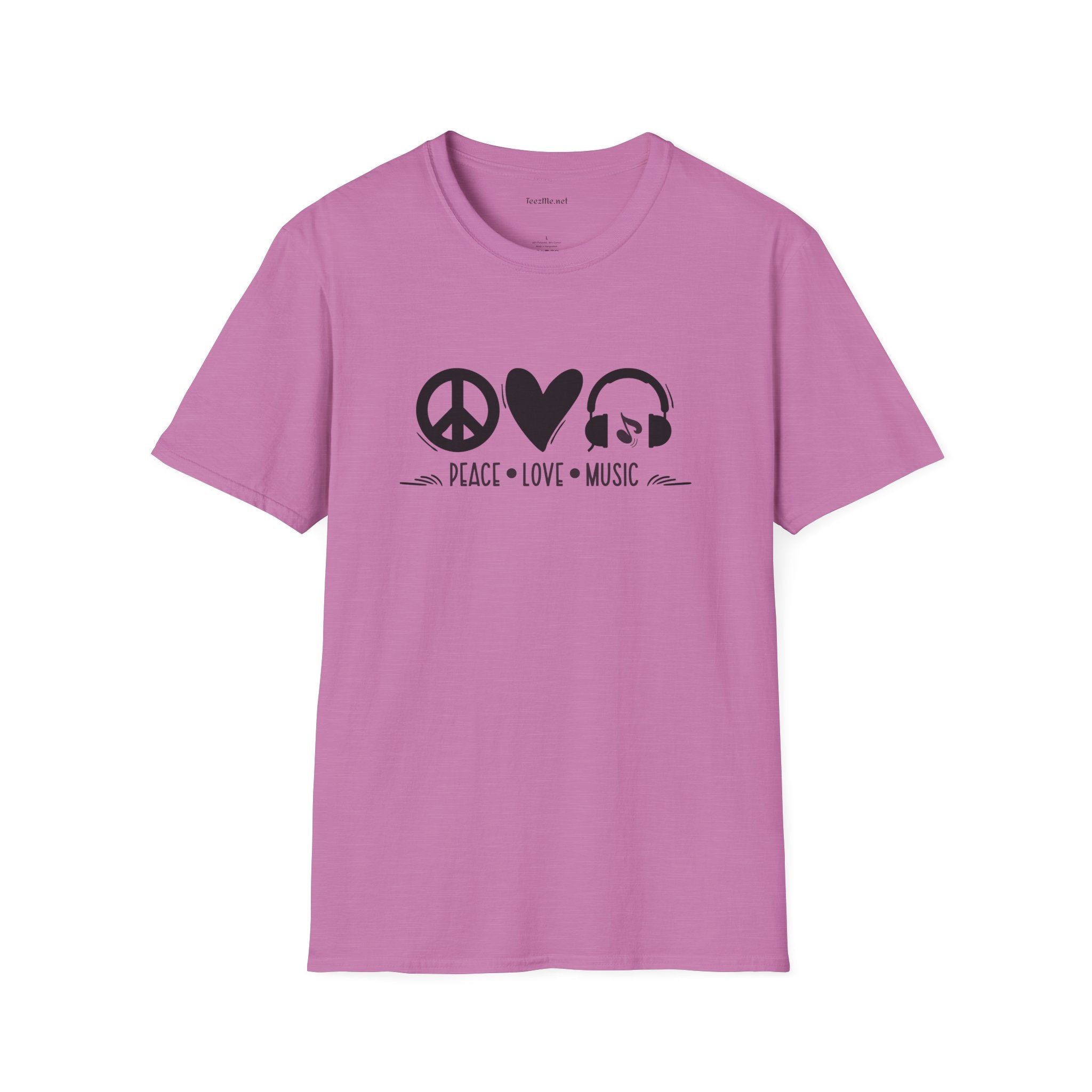 Peace Love Music - Unisex Softstyle T-Shirt 100% Cotton Graphic