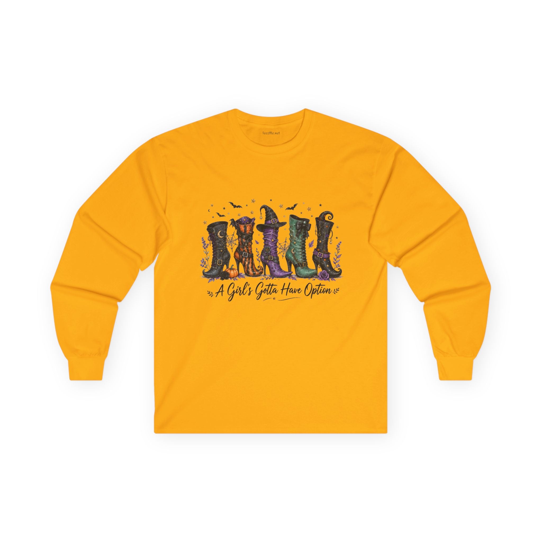 Witch Boots Graphic Long Sleeve Tee — “A Girl’s Gotta Have Options”