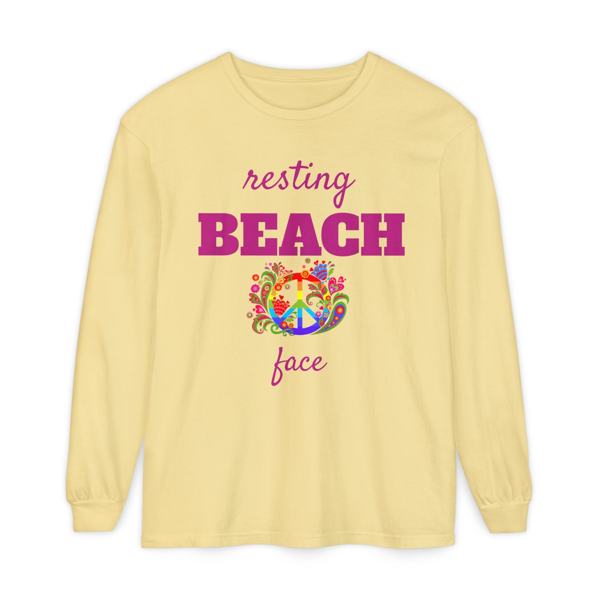 Resting Beach Face - Unisex Garment-dyed Long Sleeve T-Shirt