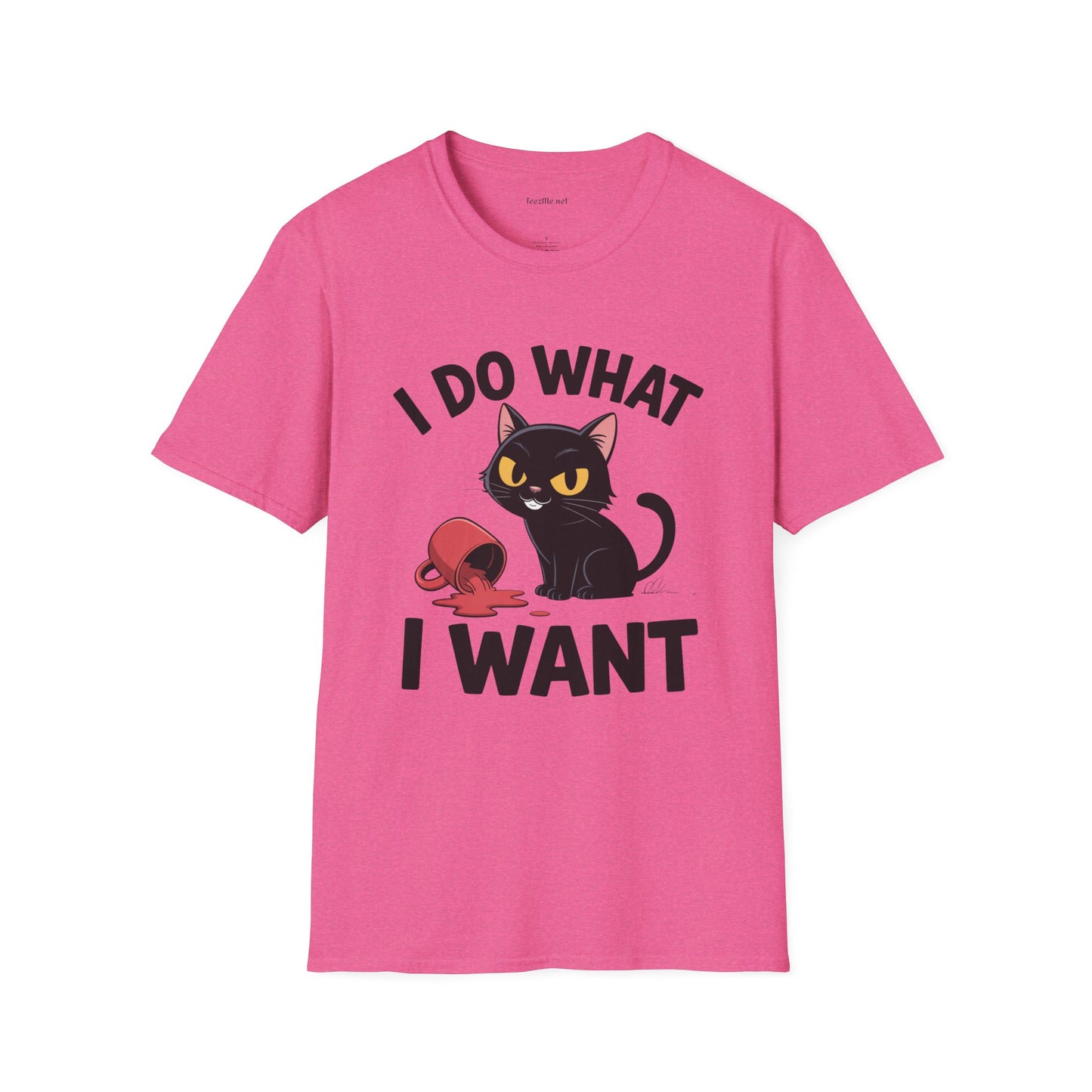 I Do What I Want (with Cat)  Unisex Softstyle T-Shirt 100% Cotton Graphic