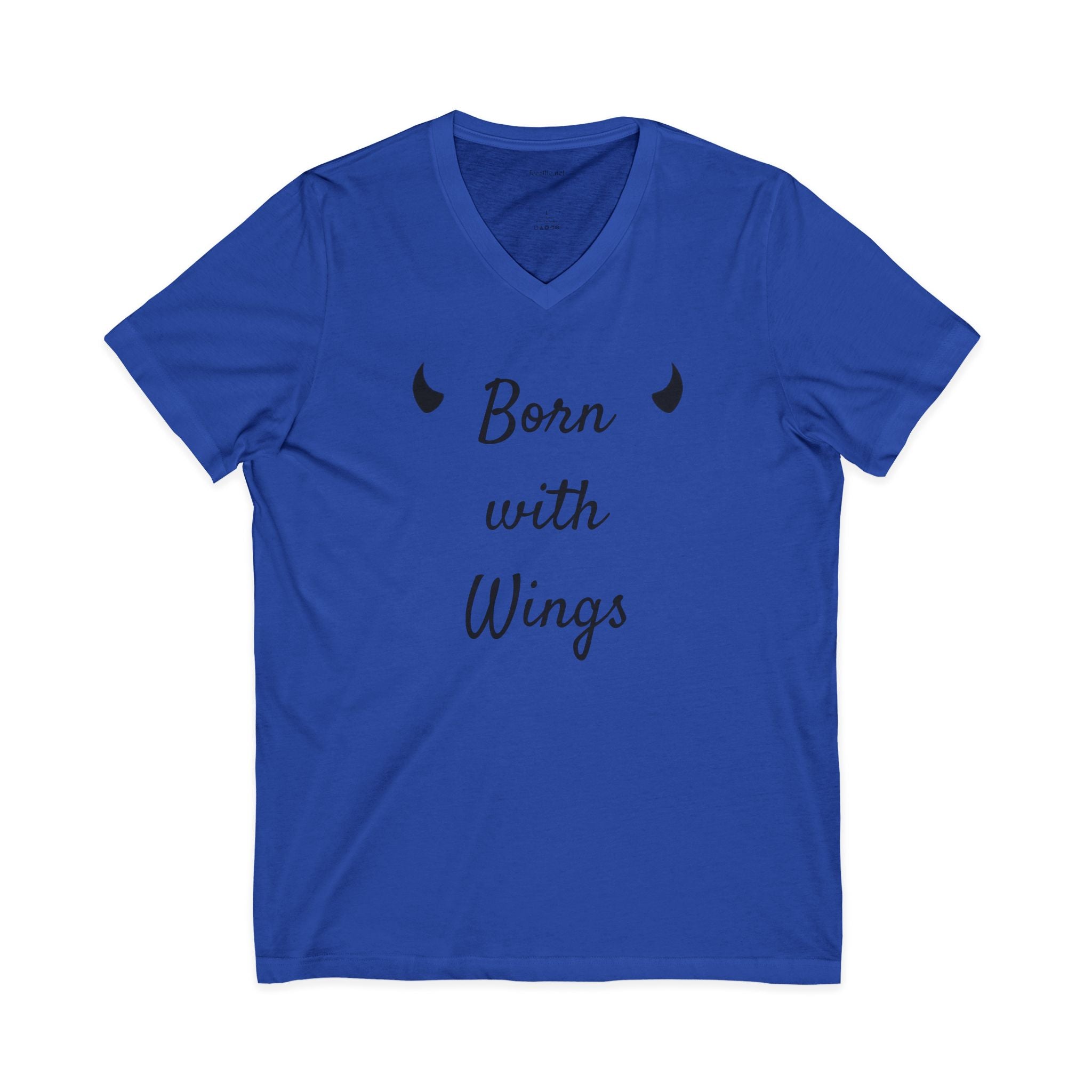 Born with Wings - Unisex Jersey Short Sleeve V-Neck Tee