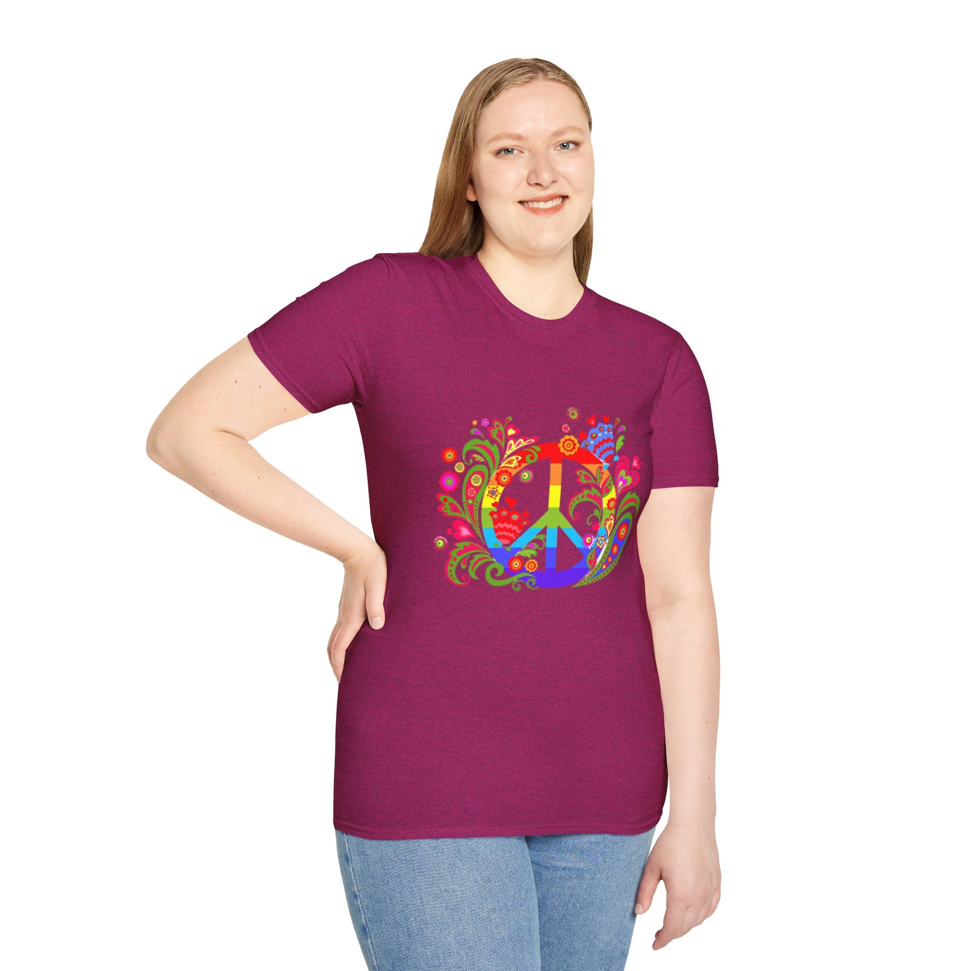 Peace sign illustration - Unisex Softstyle T-Shirt 100% Cotton Graphic