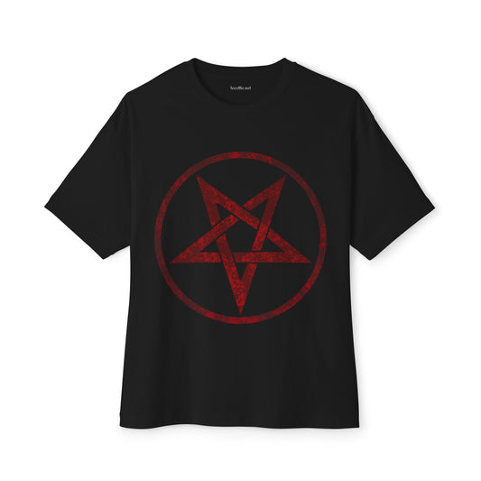 Red Pentagram Unisex Oversized Boxy Tee