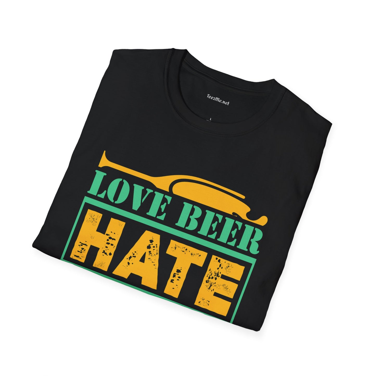 Love Beer Hate Fascism Unisex Soft Style T-Shirt 100% Cotton Graphic