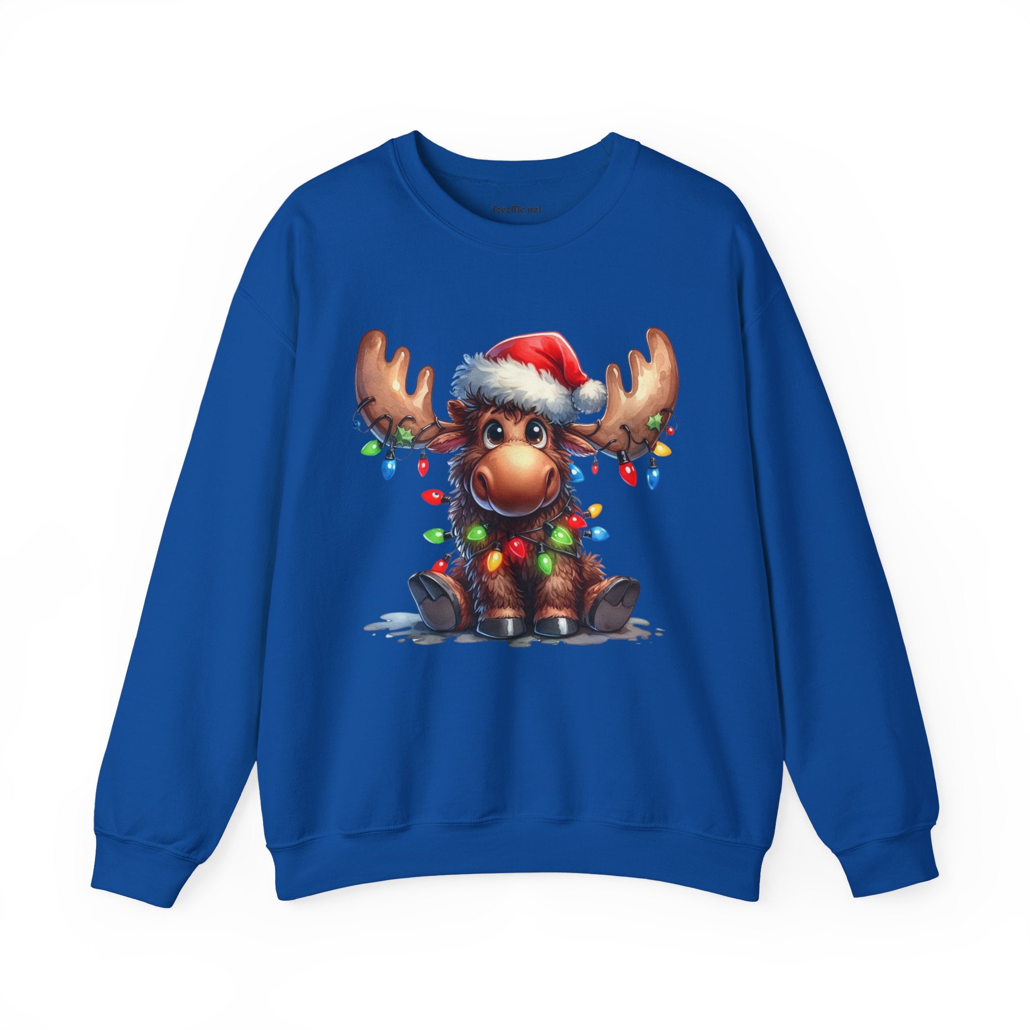 Adorable Christmas Moose Unisex Heavy Blend™ Crewneck Sweatshirt Graphic Seasonal
