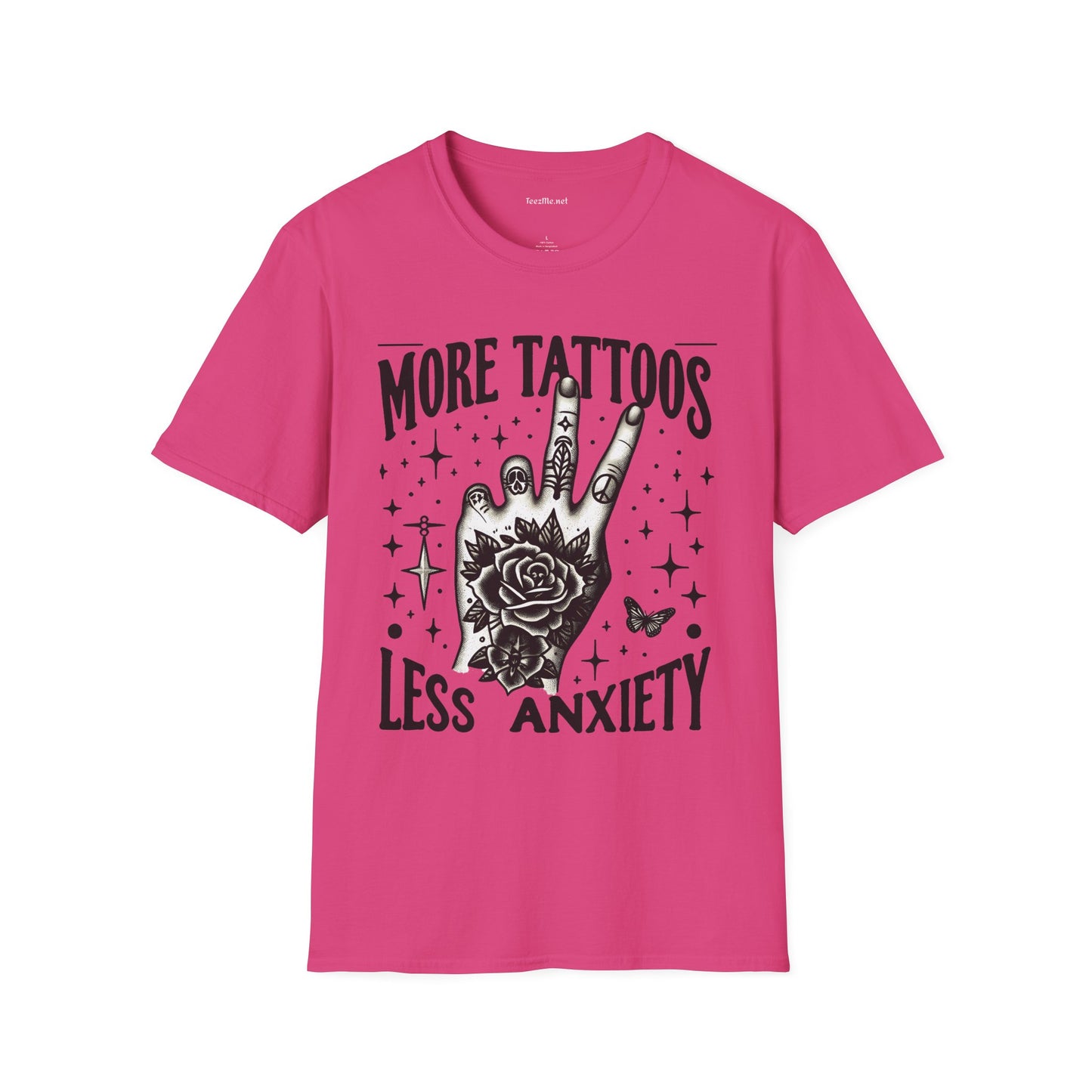 More Tattoos Less Anxiety Unisex Soft Style T-Shirt 100% Cotton Graphic