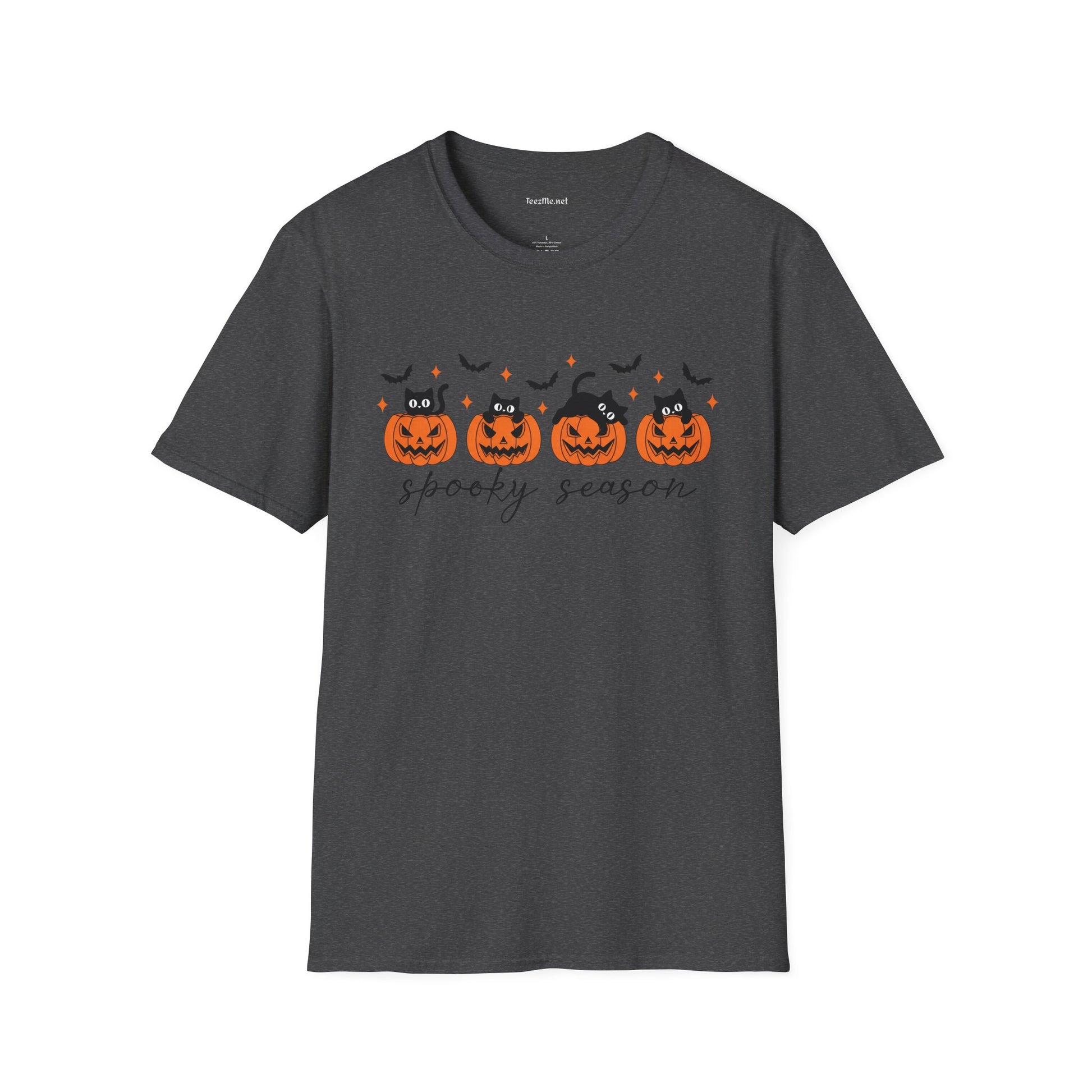 Spooky Season with Cats Unisex Softstyle T-Shirt 100% Cotton