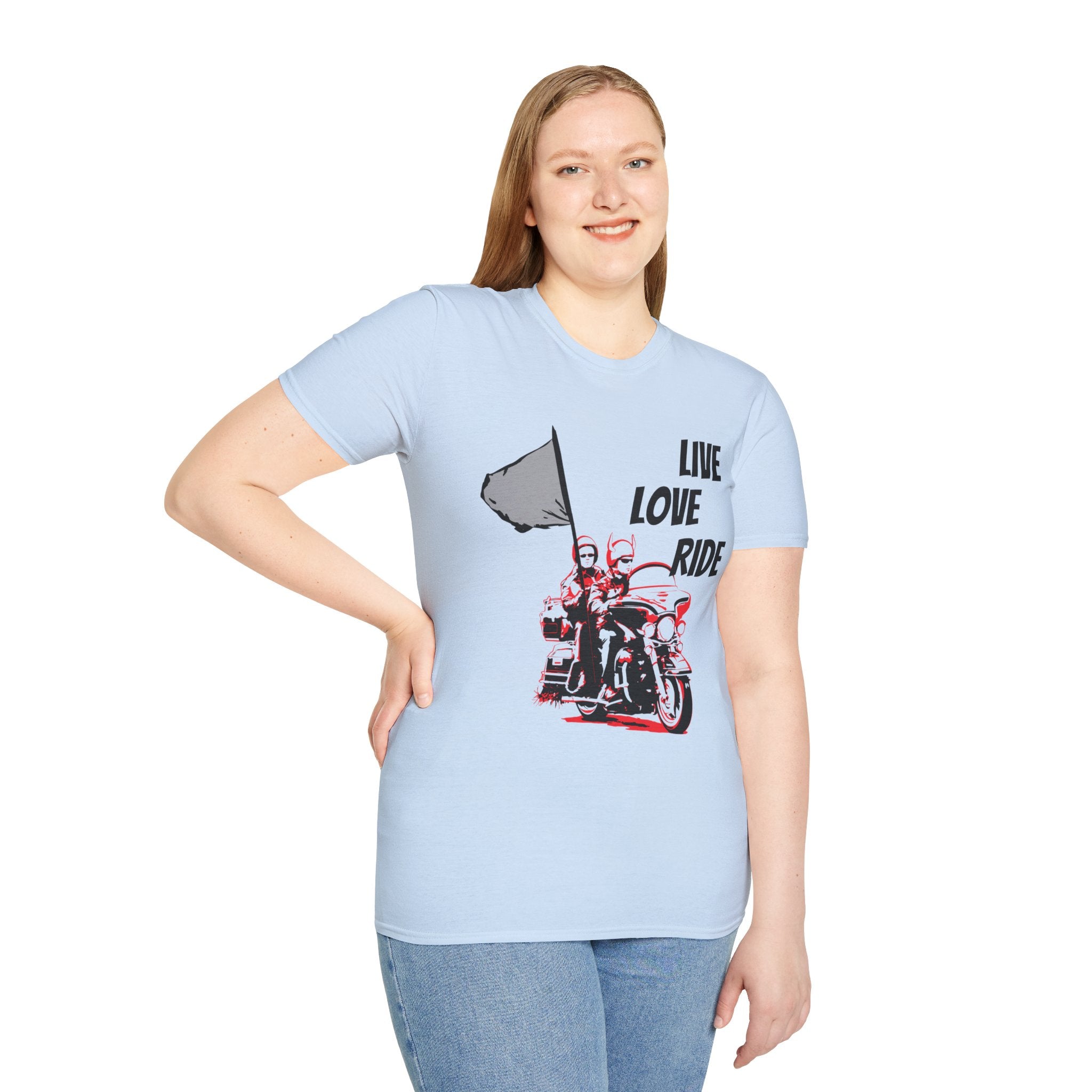 Live Love Ride - Unisex Softstyle T-Shirt 100% Cotton Graphic Motorcycle Harley