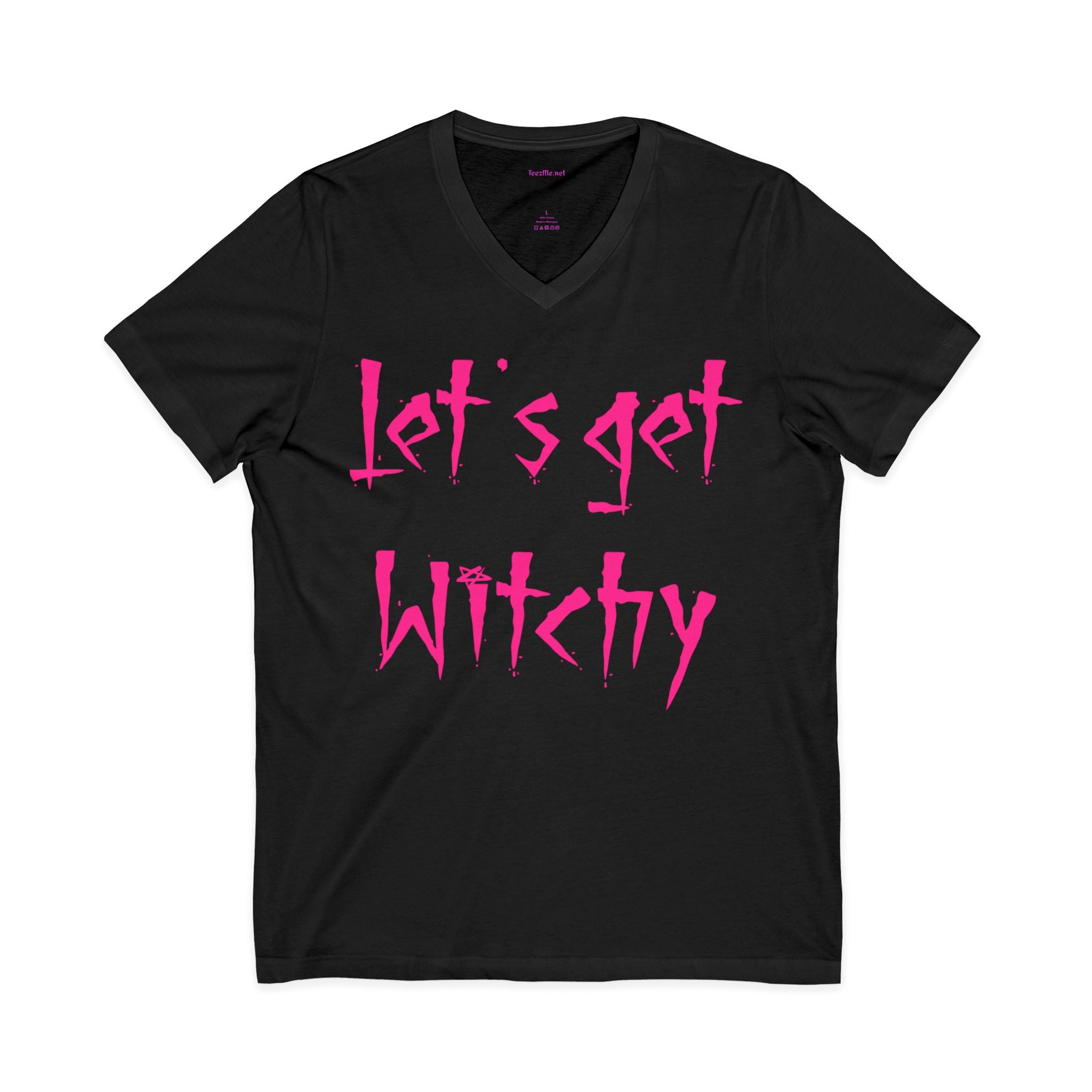 Let's Get Witchy V-Neck Tee — Pink Witch Shirt