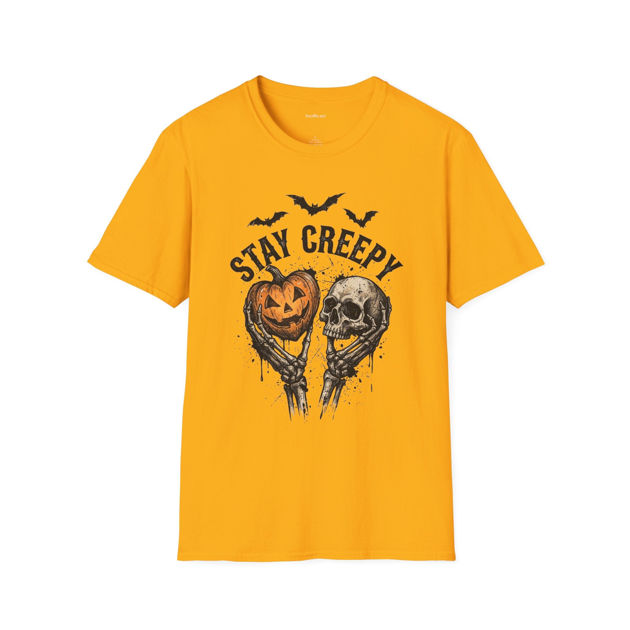 Stay Creepy Halloween T-Shirt — Pumpkin & Skull Spooky Graphic Tee