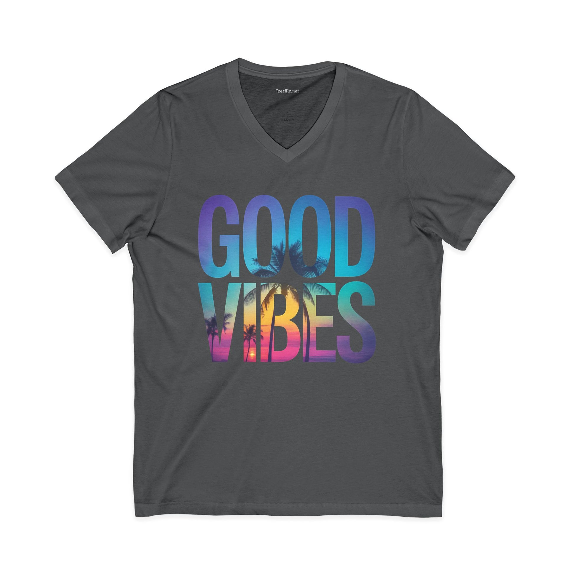 Good Vibes Palm - Unisex Jersey Short Sleeve V-Neck Tee