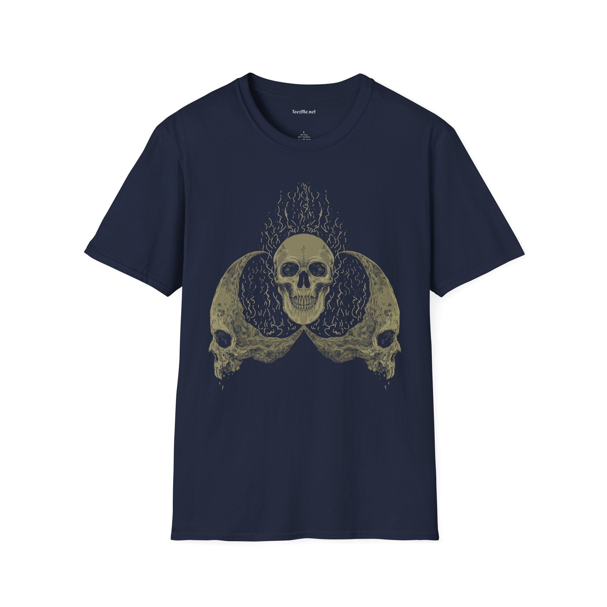 Skull Head Moon Fire Unisex Softstyle T-Shirt 100% Cotton