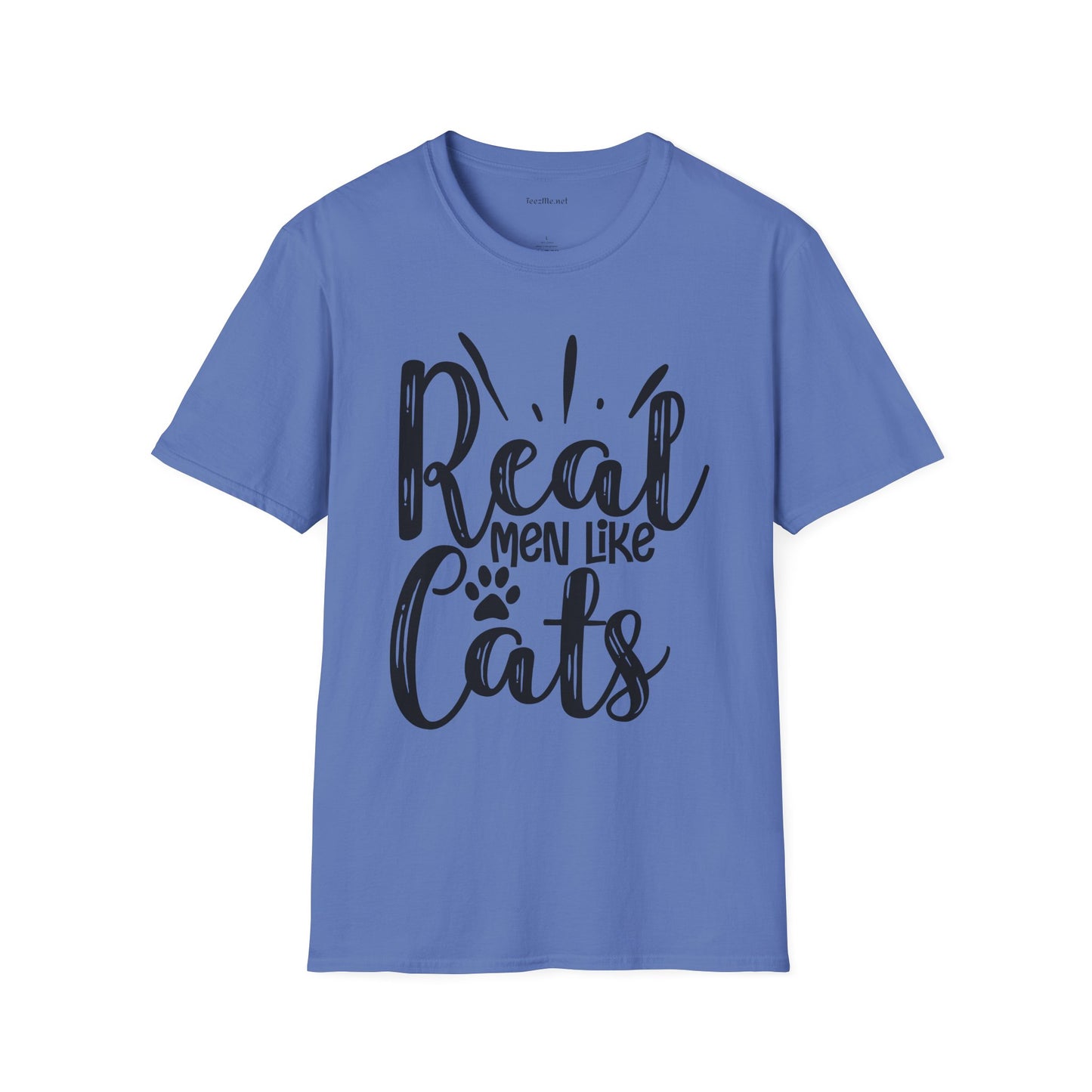 Real Men Like Cats Unisex Soft Style T-Shirt 100% Cotton Graphic