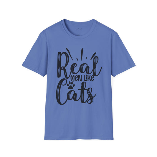 Real Men Like Cats Unisex Soft Style T-Shirt 100% Cotton Graphic