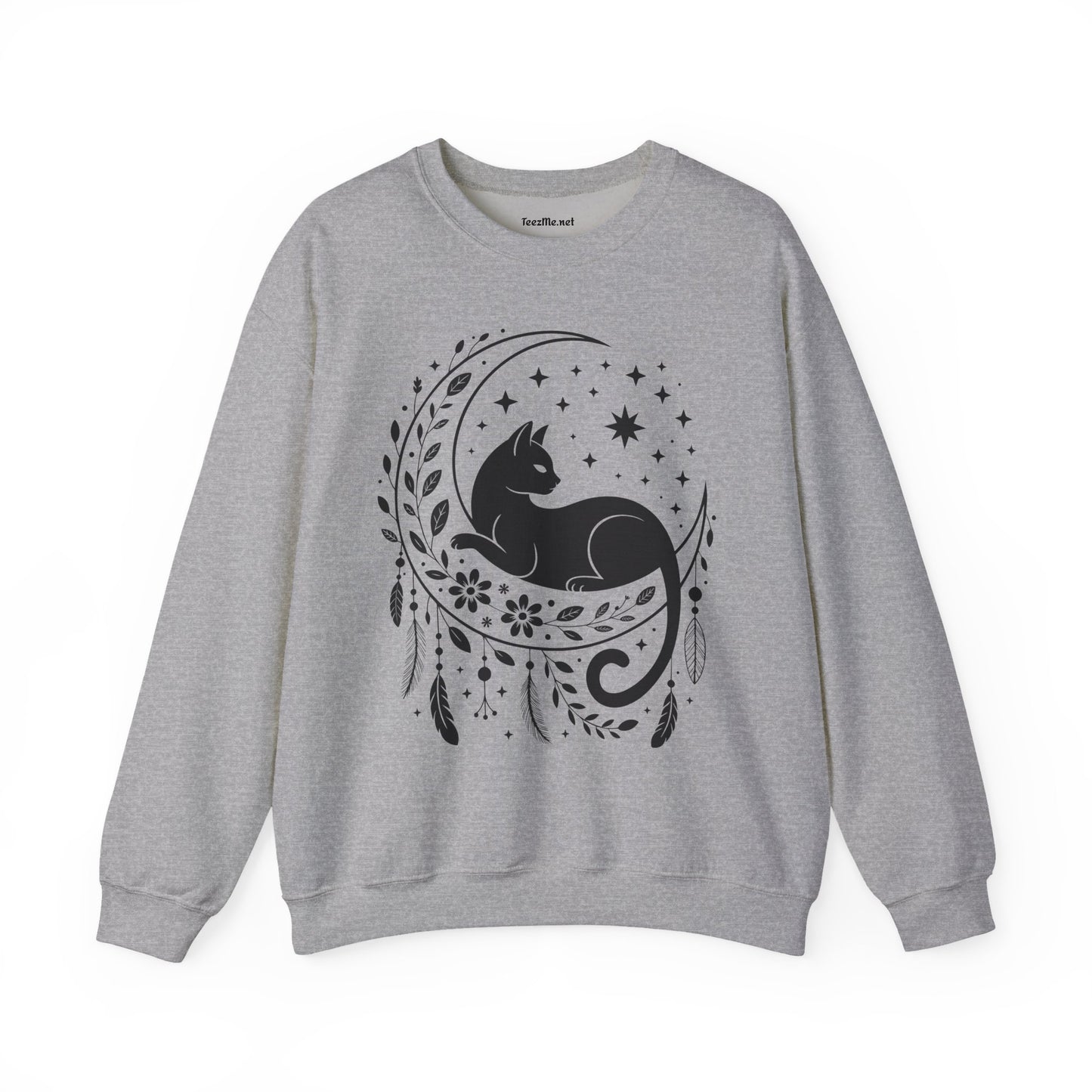 Black Cat Moon Silhouette Unisex Heavy Blend™ Crewneck Sweatshirt Graphic