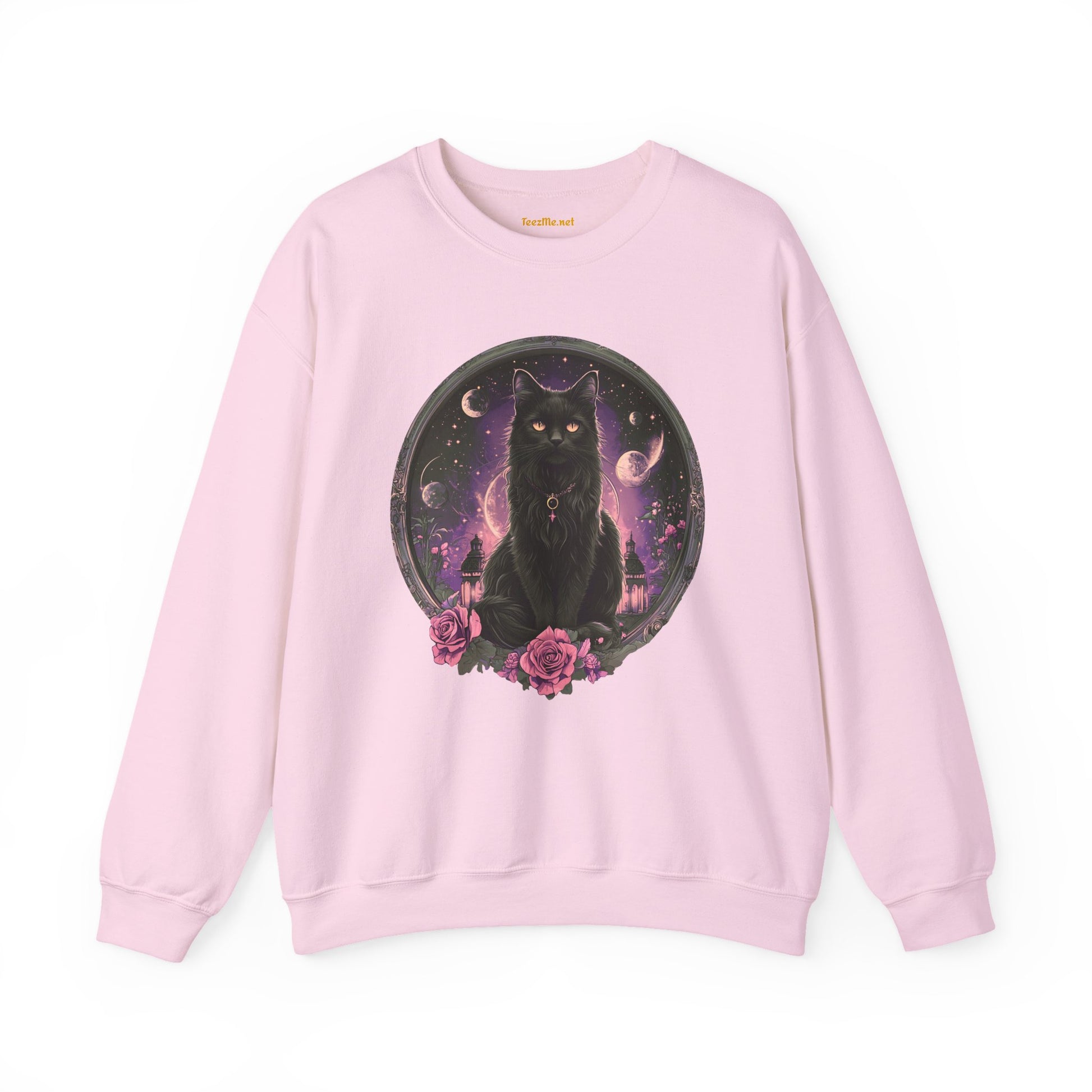 Moon Witchy Black Cat Unisex Heavy Bend™ Crewneck Sweatshirt Graphic