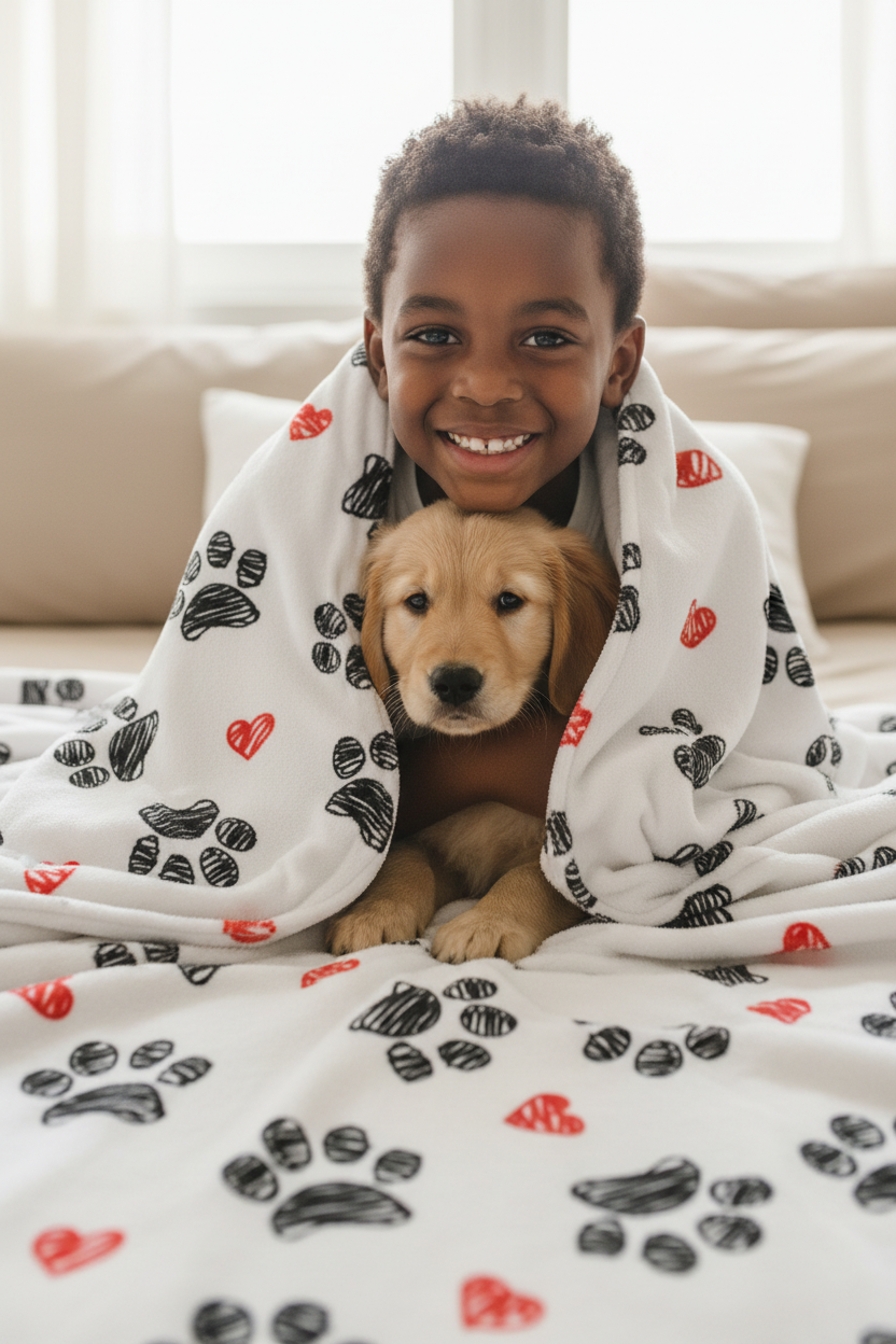 Love Paws Velveteen Plush Blanket birthday valentine gift